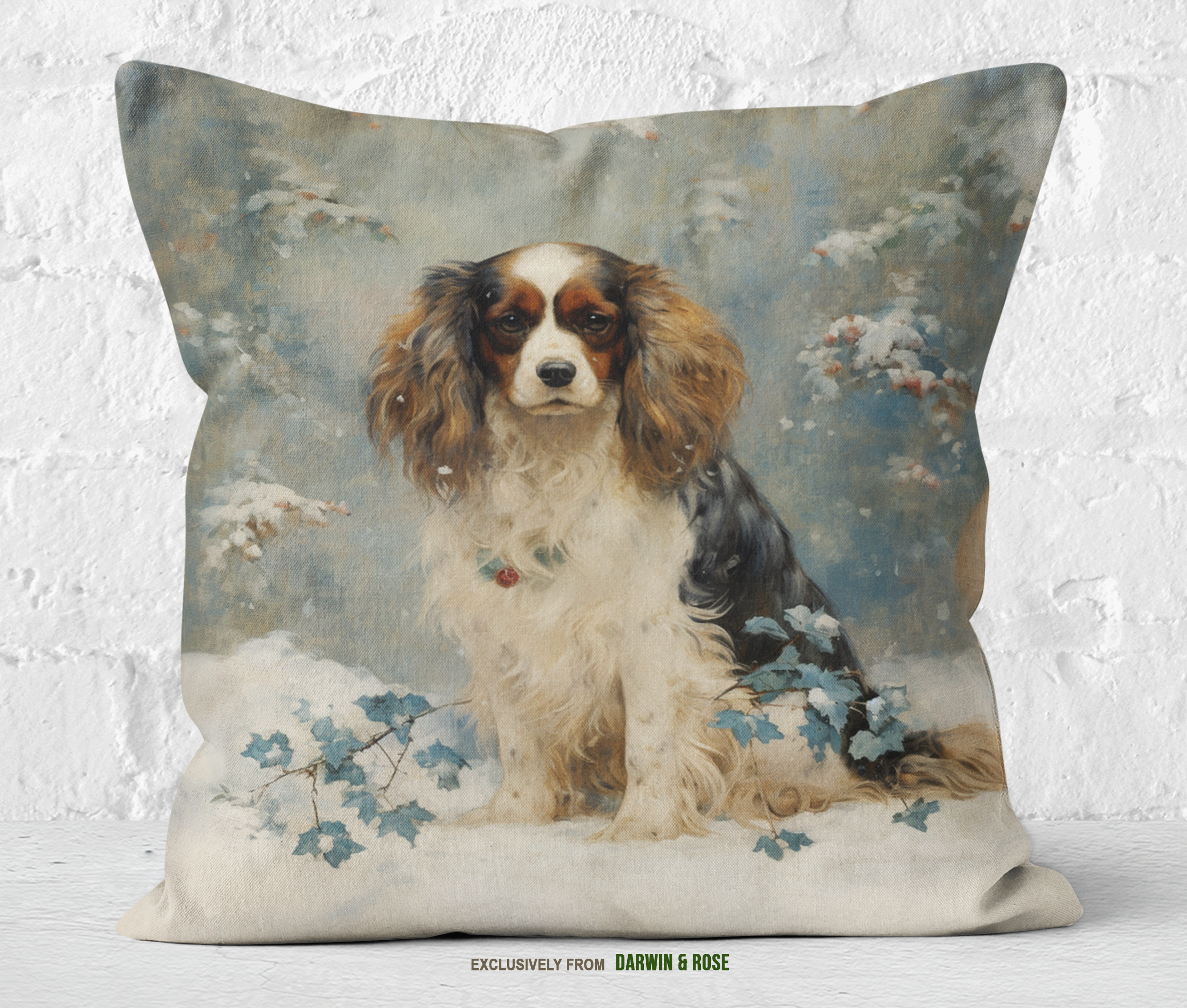Cavalier King Charles Spaniel Winter Wonderland Throw Pillow