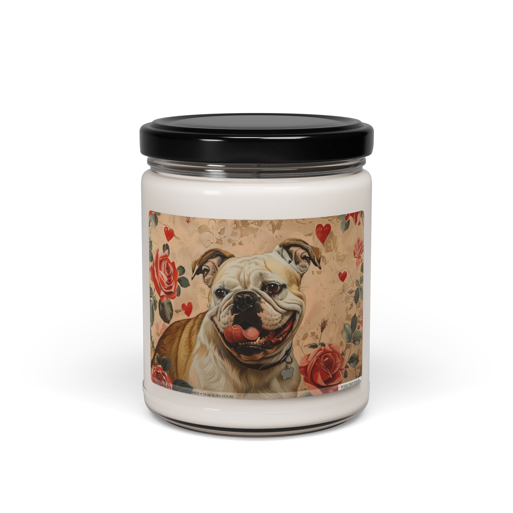 Bulldog Love Candle - Vintage Floral Soy Gift for Dog Lovers - Darwin & Rose