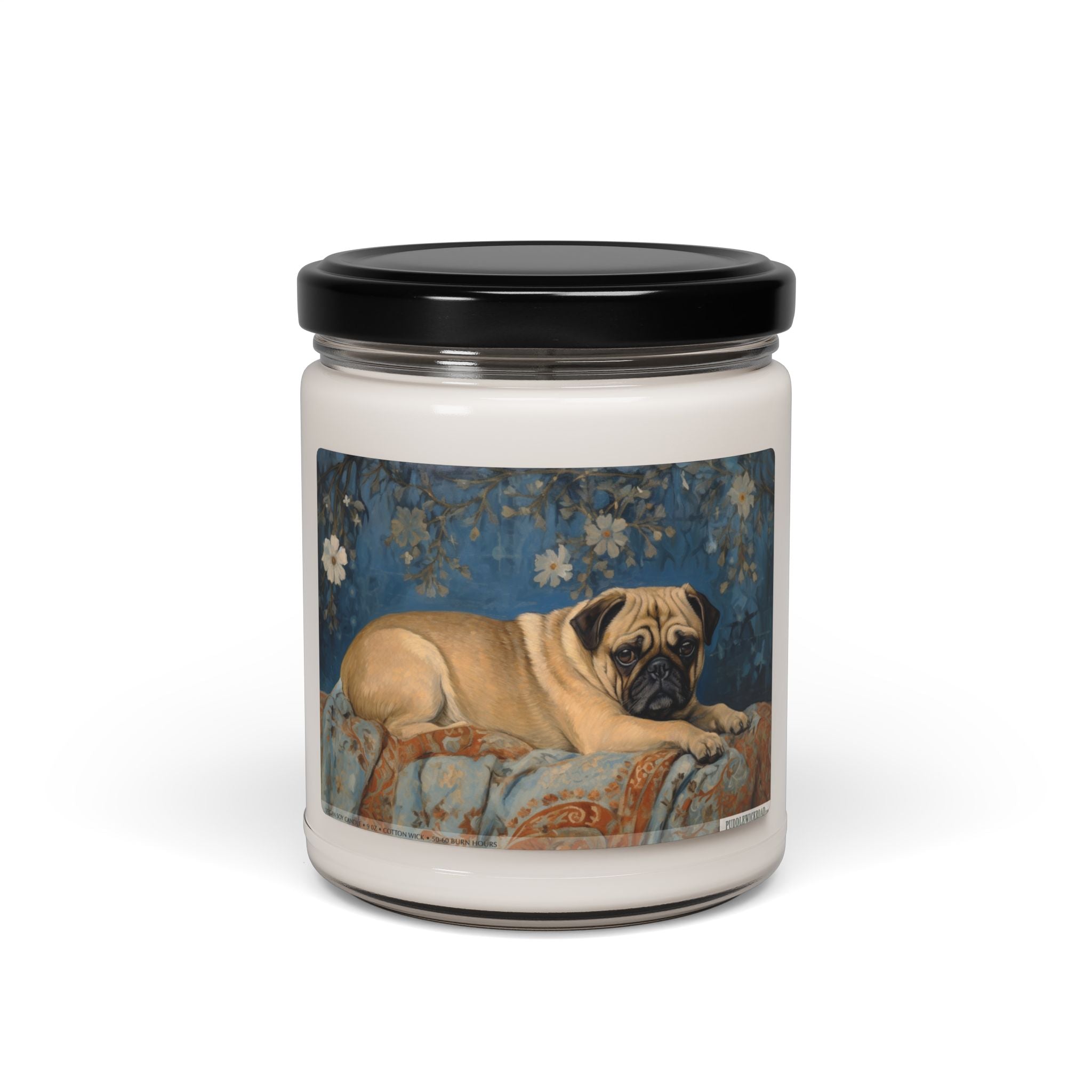 Pug Lover's Vintage Floral Memorial Candle - Darwin & Rose
