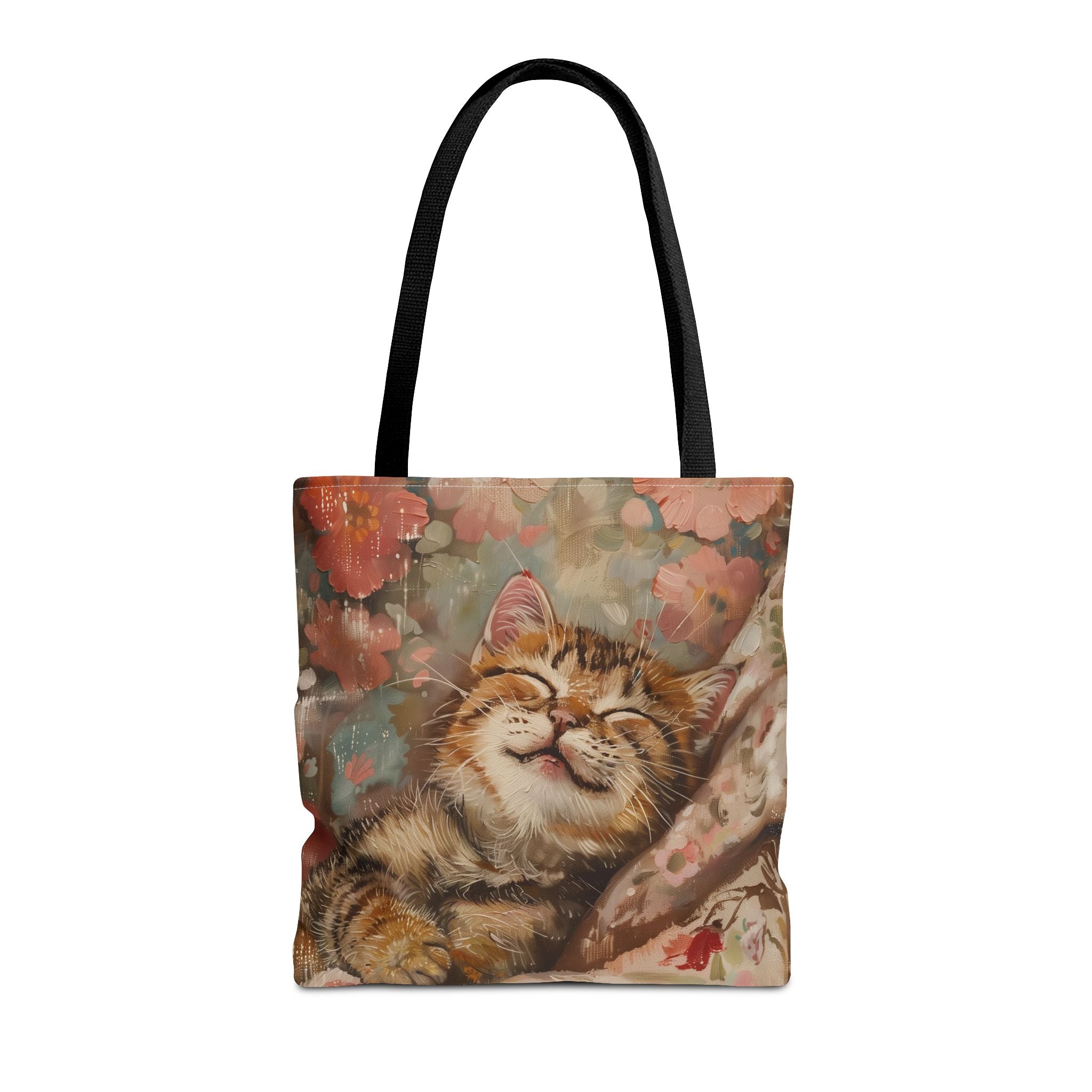 Charming Tabby Cat Tote Bag, Floral Design, Perfect Cat Lover Gift - Darwin & Rose