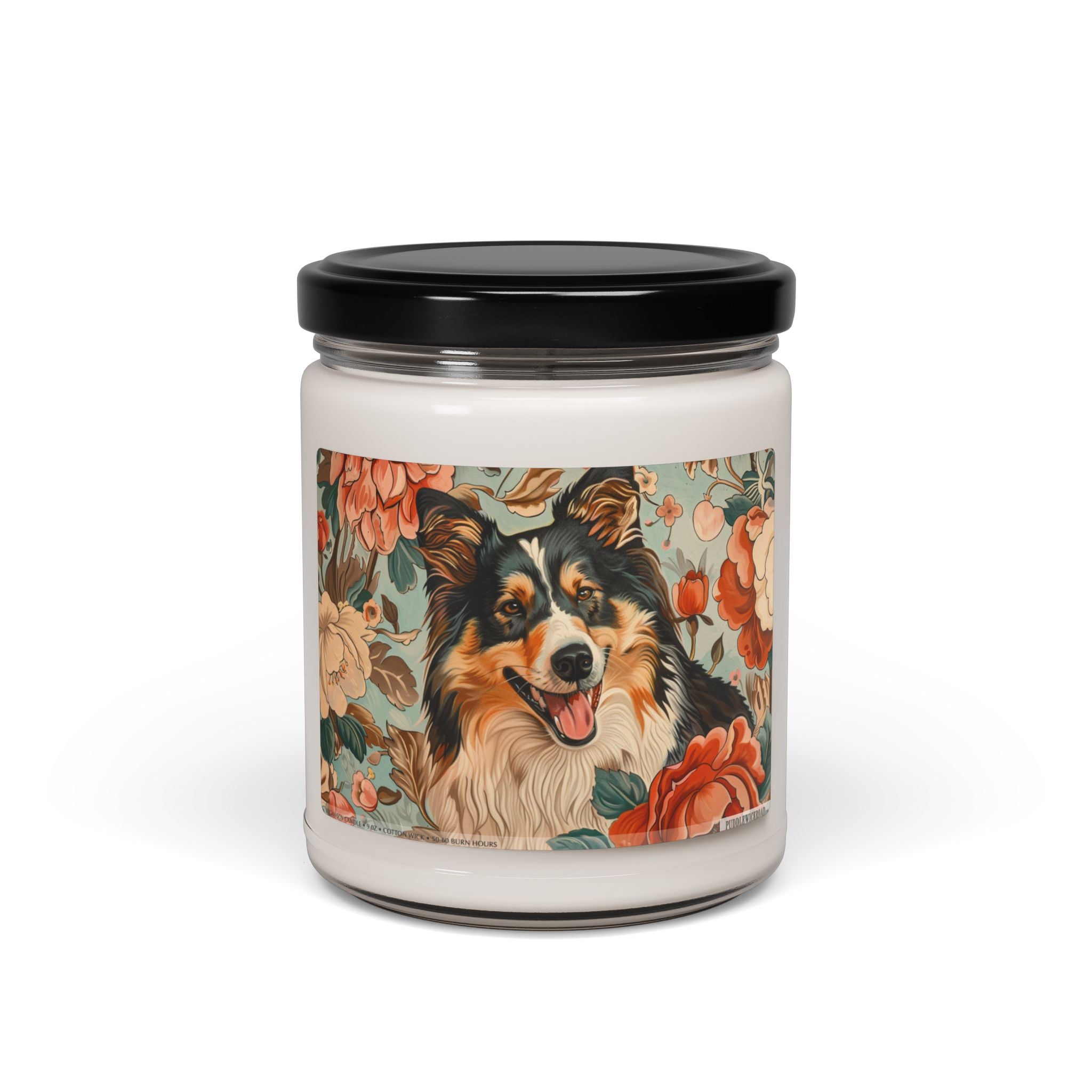 Collie Candle - Vintage Floral Soy Candle, Dog Lover Gift - Darwin & Rose