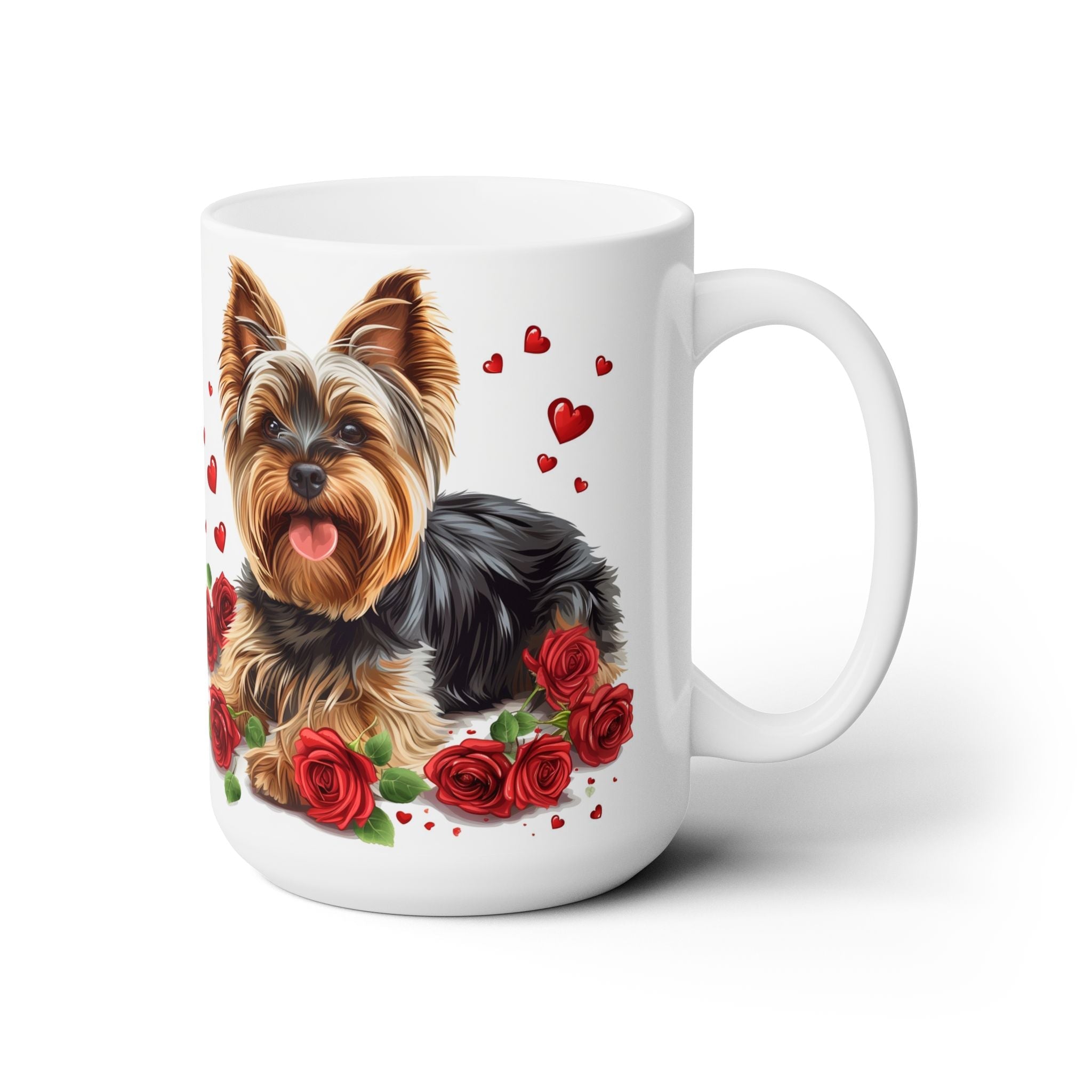 Yorkshire Terrier Lover's Valentine Mug - Yorkie Gift with Roses - Darwin & Rose