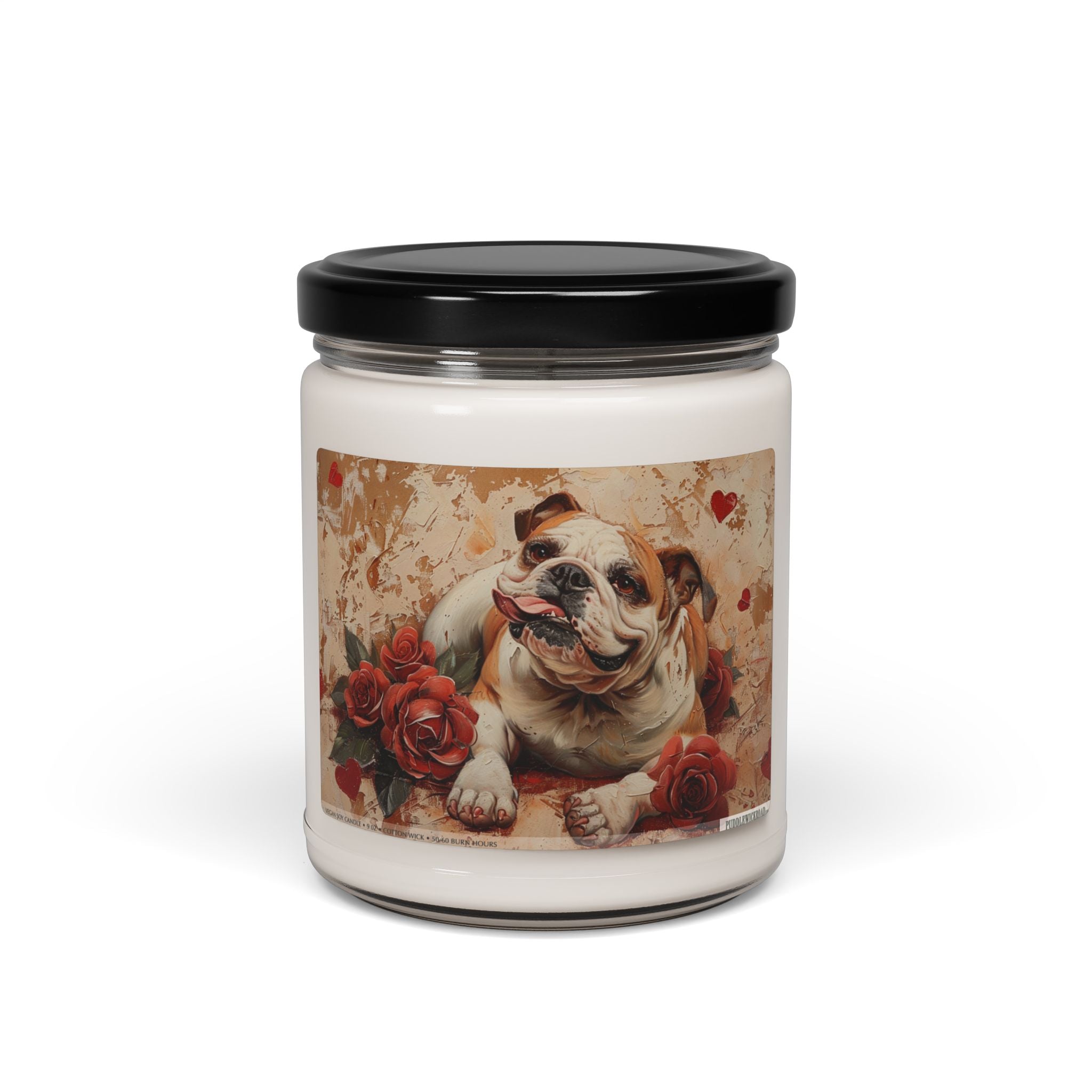 Charming Bulldog Candle - Vintage Rose Design for Pet Lovers - Darwin & Rose