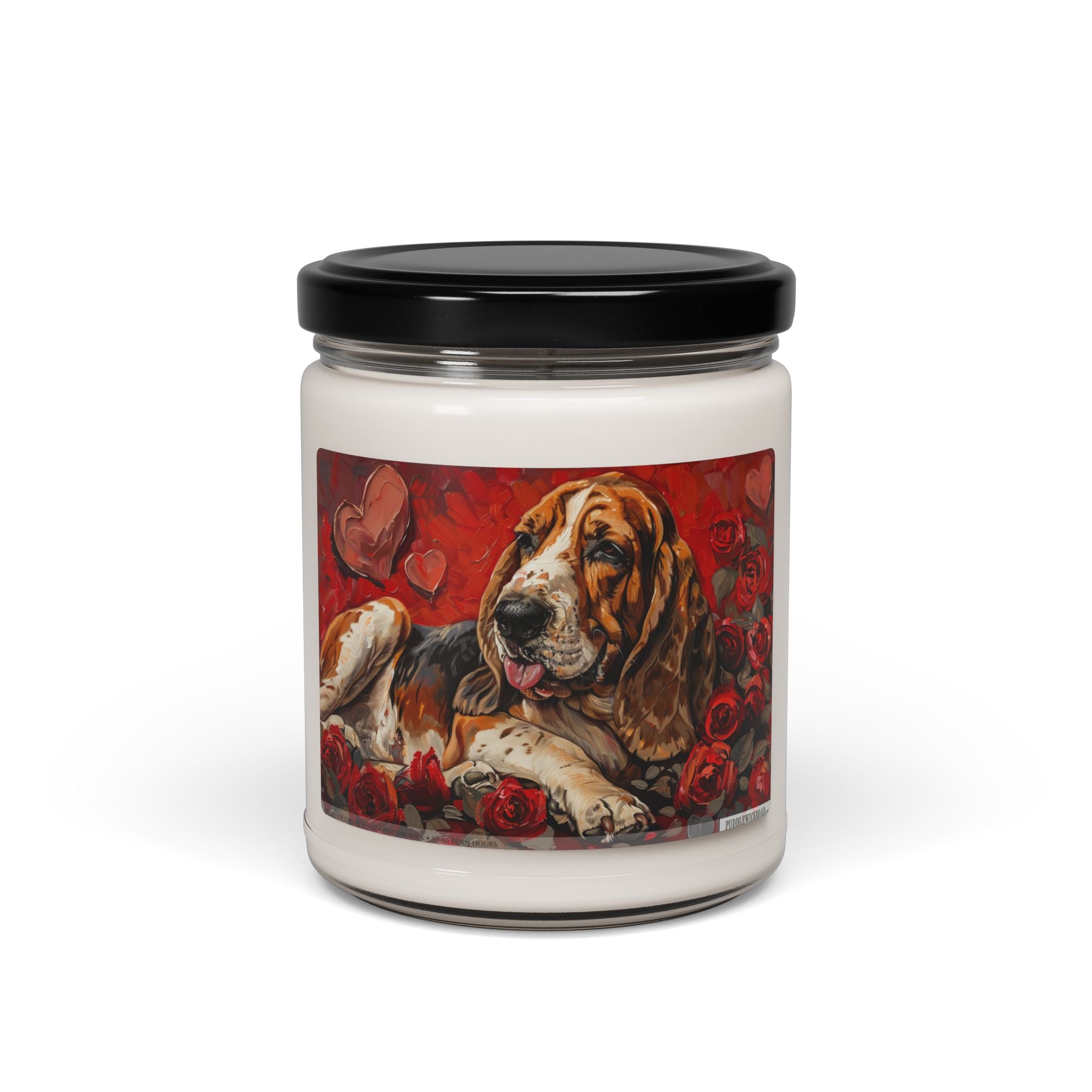 Basset Hound Valentine Candle - Dog Lover Gift with Artistic Design - Darwin & Rose