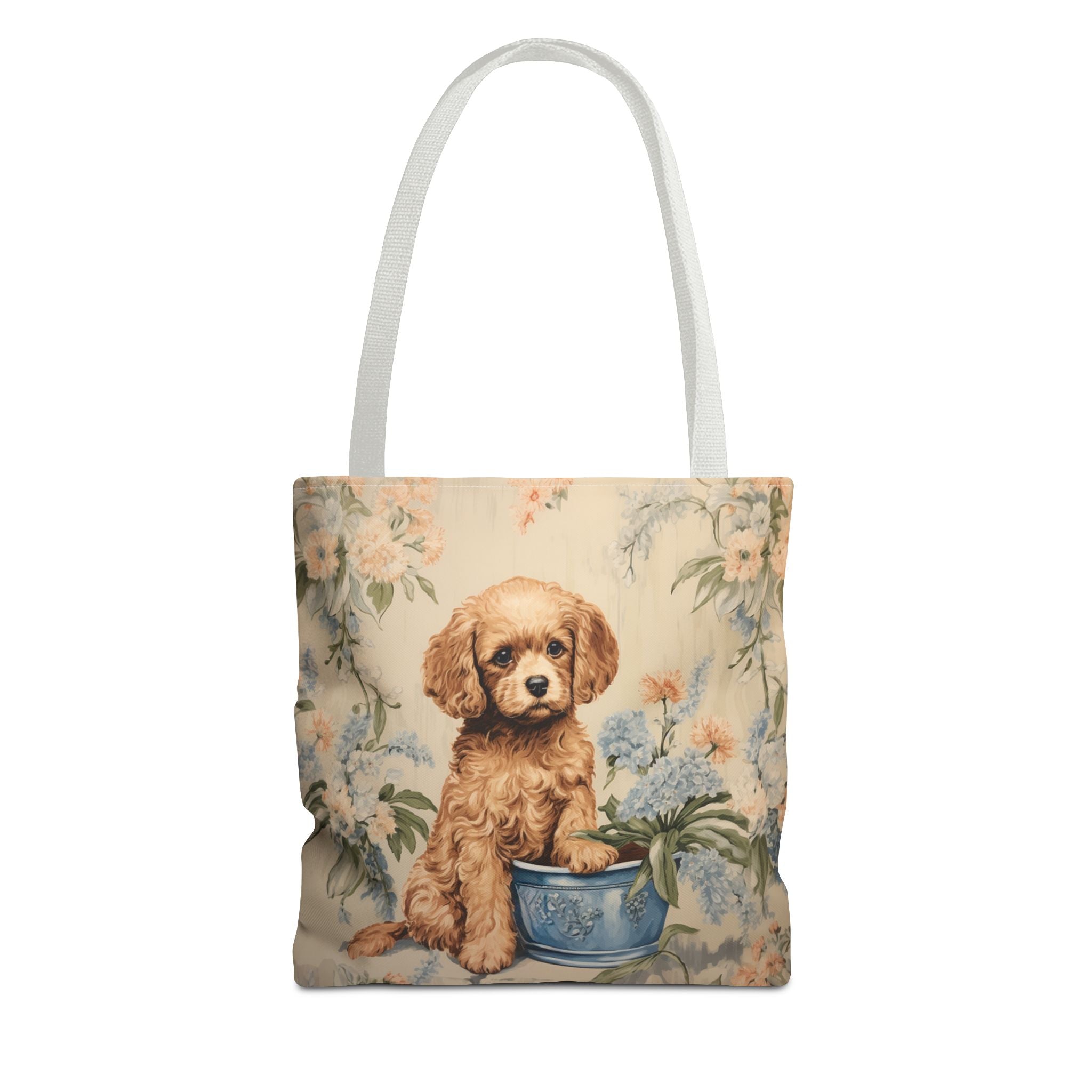 Cavapoo Floral Canvas Tote Bag, Elegant Eco-Friendly Dog Lover Gift - Darwin & Rose