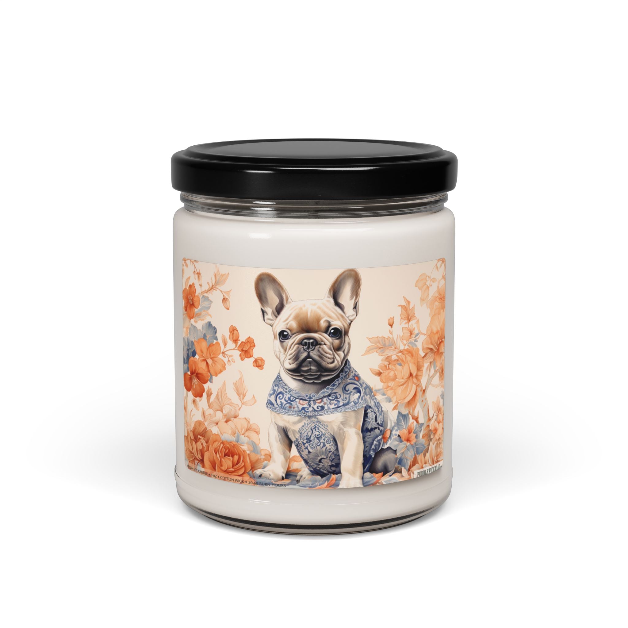 Frenchie Blossoms Soy Candle - Adorable French Bulldog Gift - Darwin & Rose