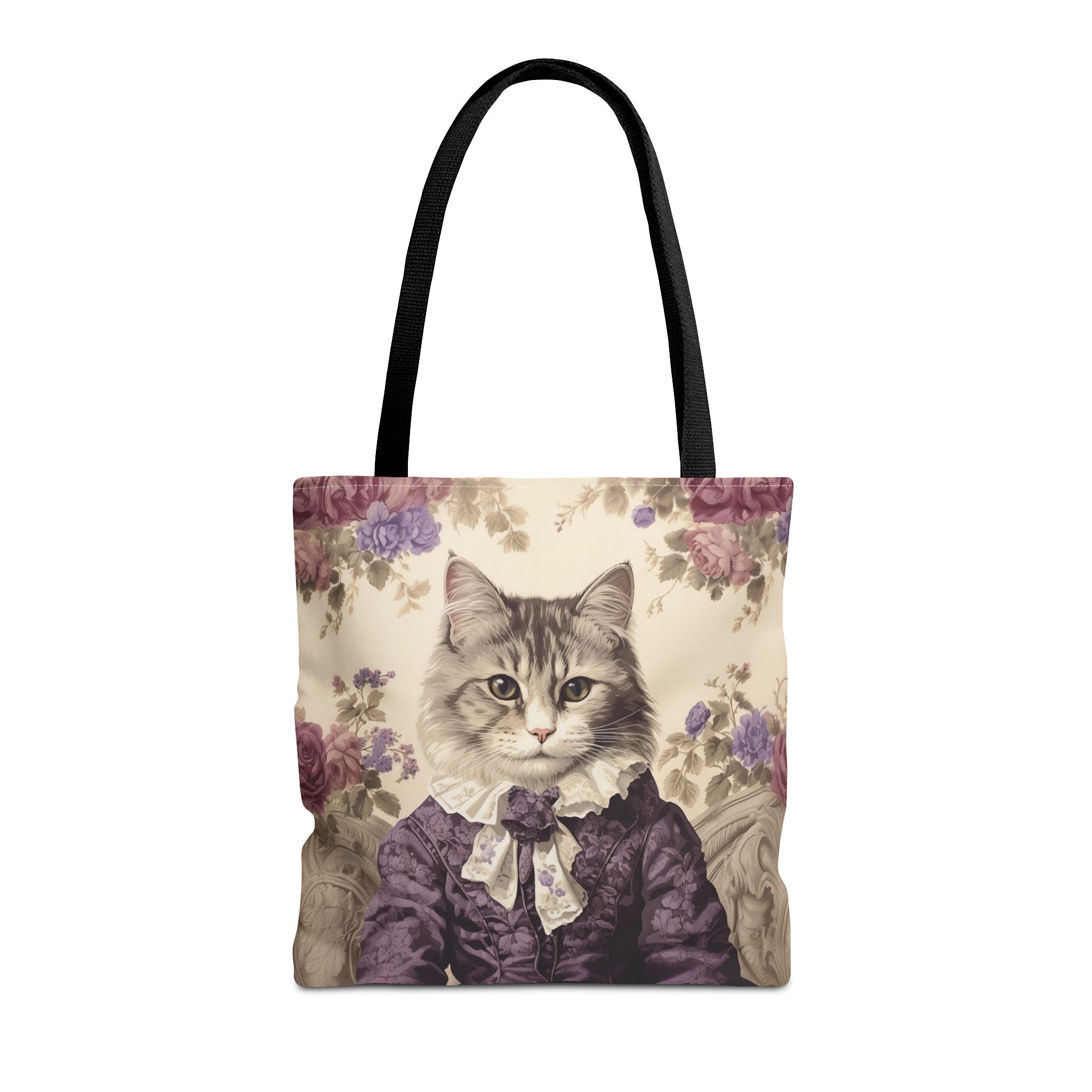 Elegant Maine Coon Cat Tote Bag, Vintage Floral Design, Eco-Friendly - Darwin & Rose
