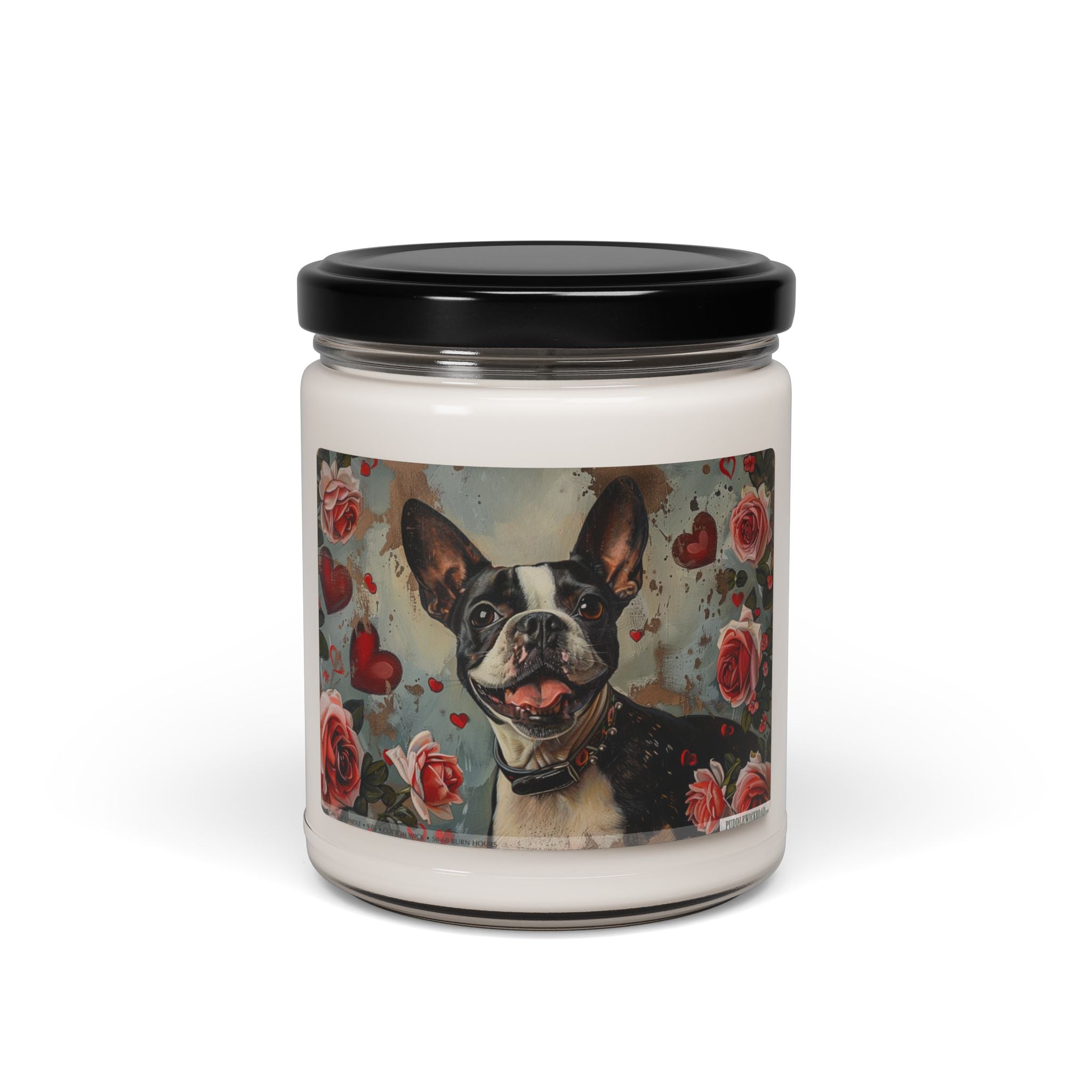 Boston Terrier Love Candle - Vintage Art Gift for Dog Lovers - Darwin & Rose