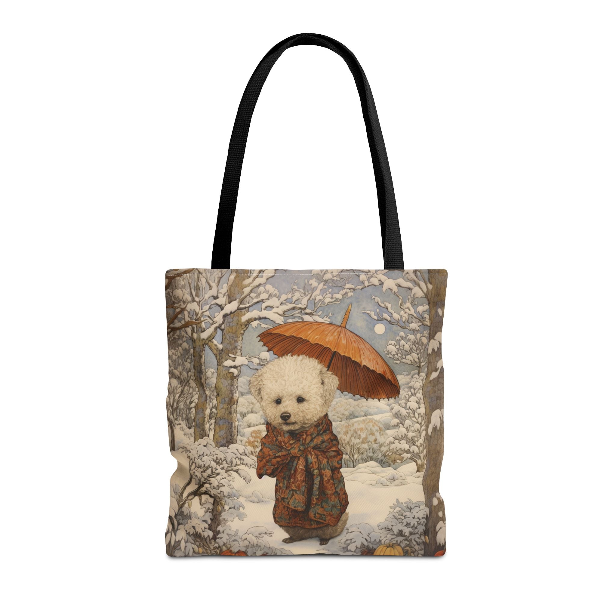 Winter Poodle Tote Bag with Snowy Forest Design - Darwin & Rose