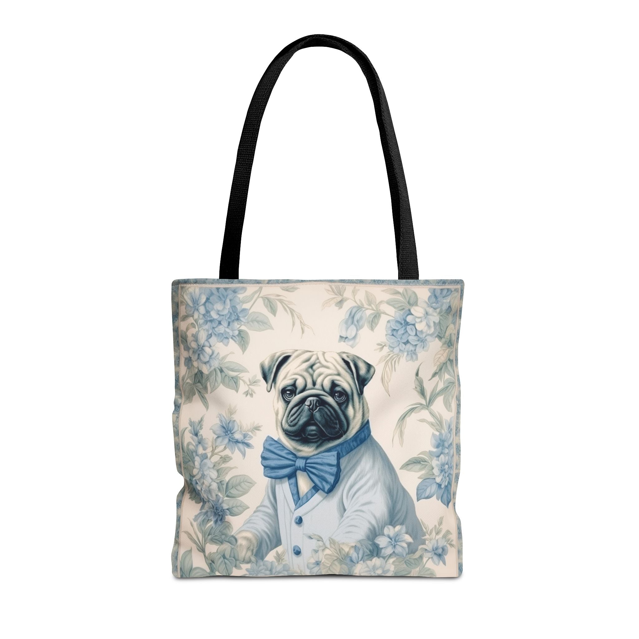Charming Blue Pug Tote Bag | Floral Canvas Accessory for Dog Lovers - Darwin & Rose
