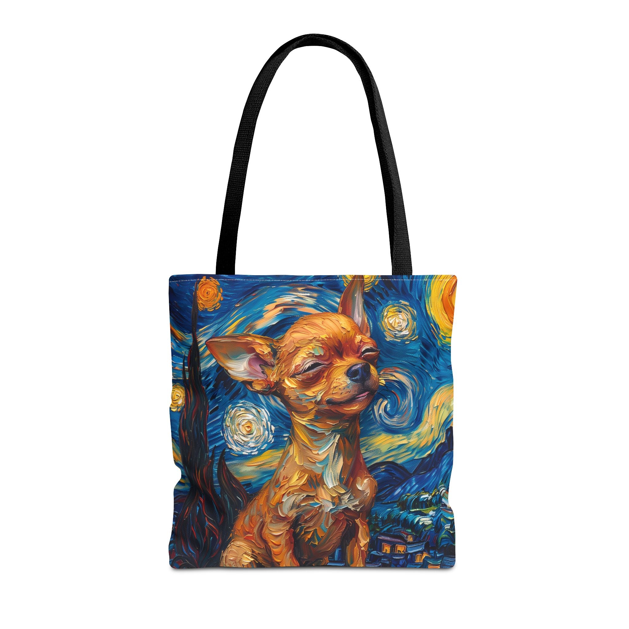Starry Chihuahua Canvas Tote Bag, Van Gogh-Inspired Art Design - Darwin & Rose
