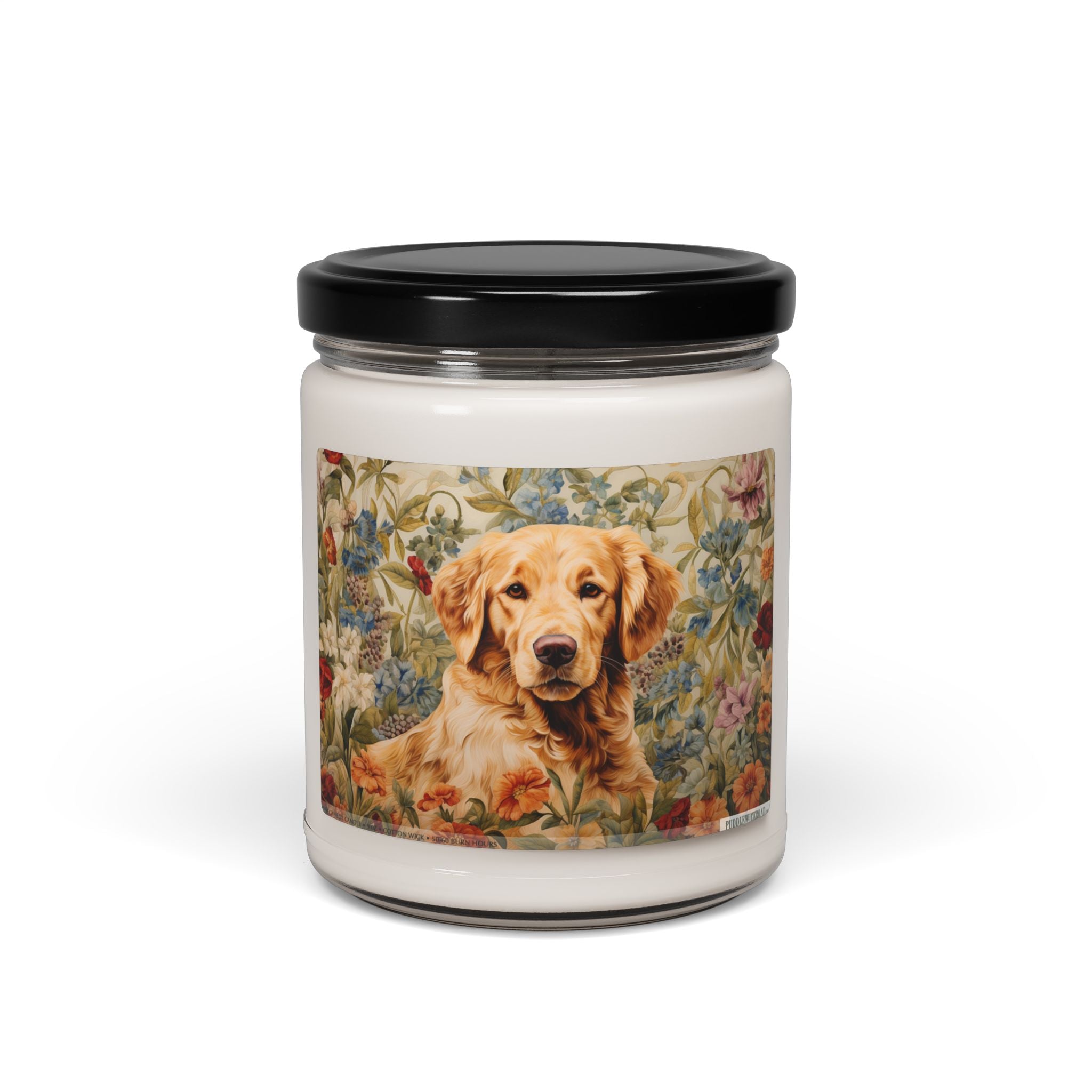 Golden Retriever Candle - Floral Design, Pet Lover Gift, Memorial Keepsake - Darwin & Rose