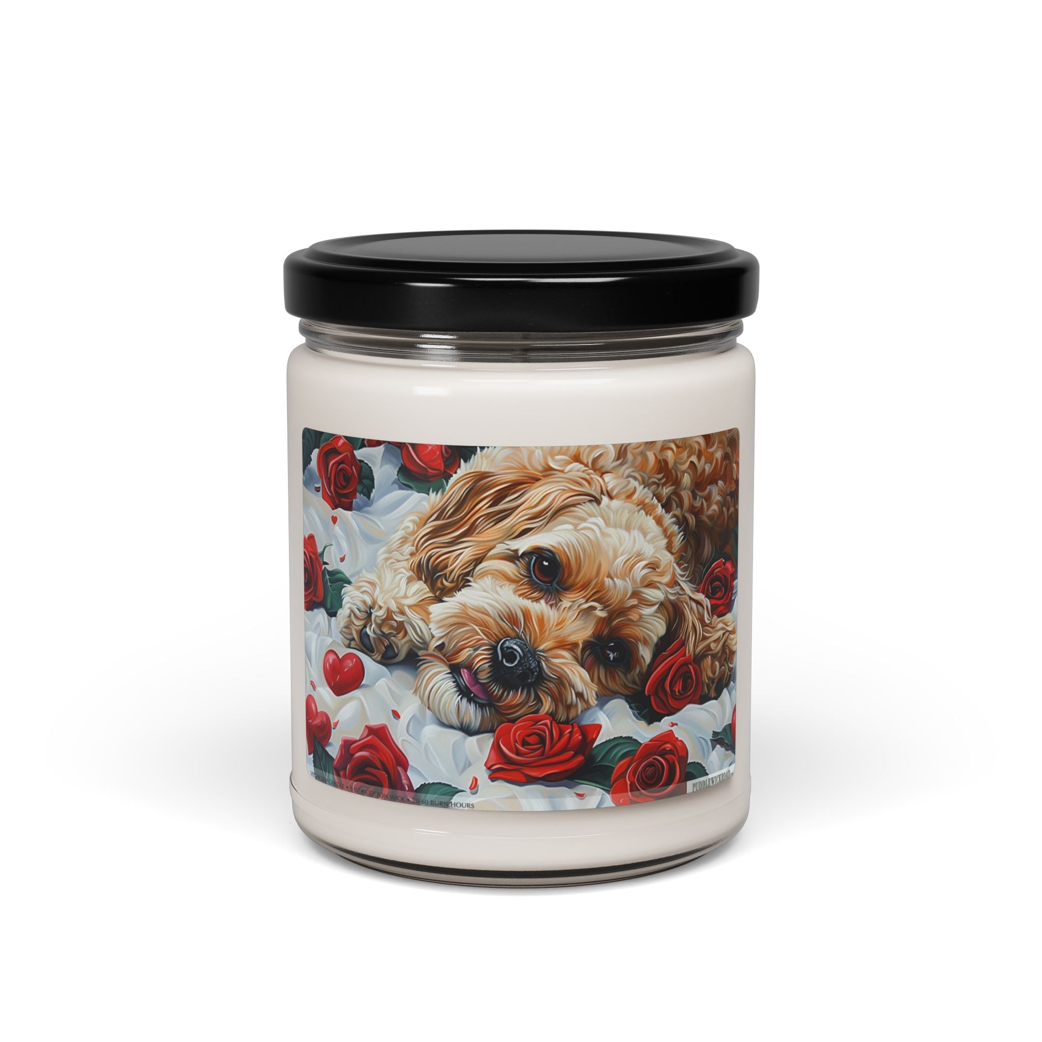 Cavapoo Candle - Cute Puppy with Roses Memorial Gift - Darwin & Rose