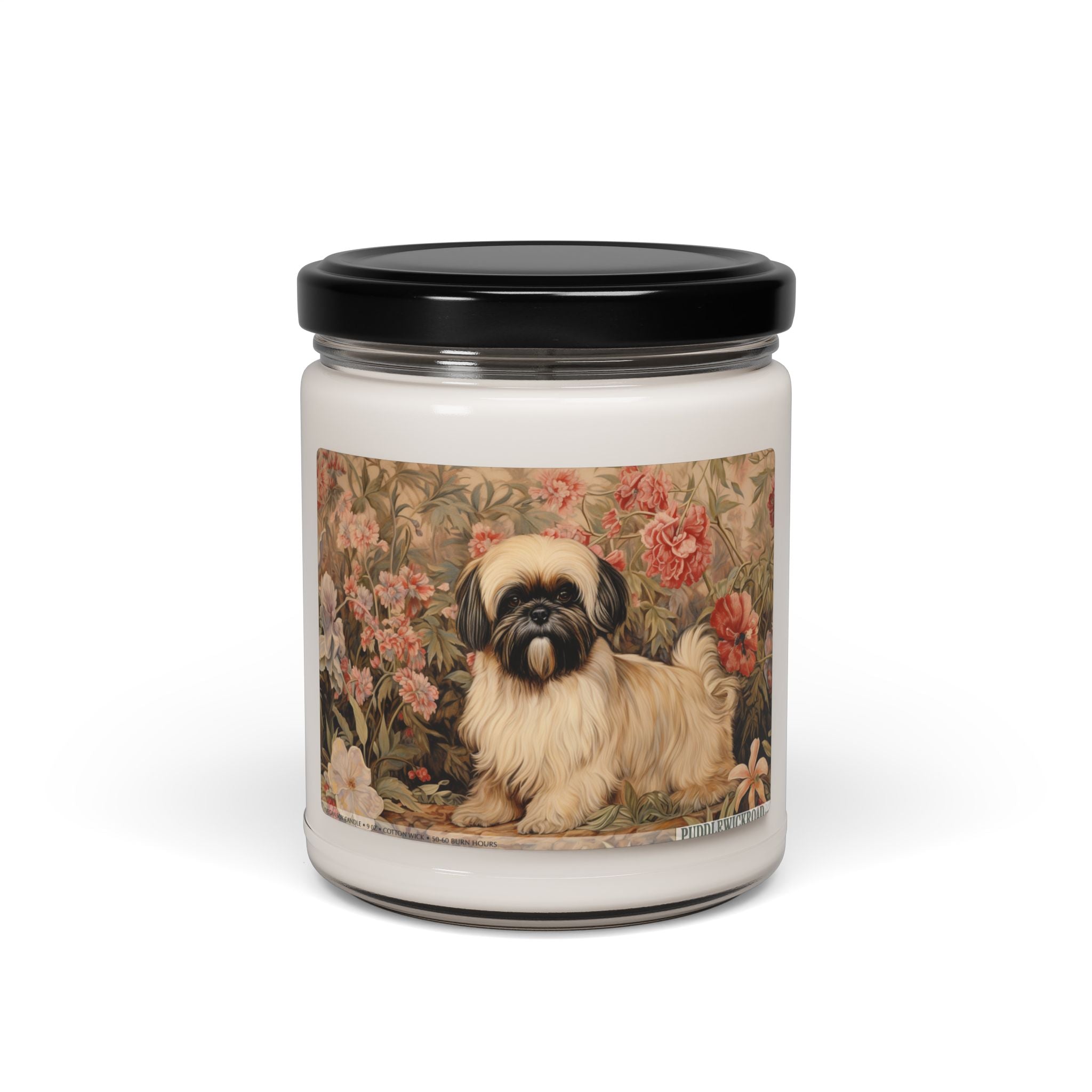 Shih Tzu Candle - Adorable Dog Lover Gift, Vintage Floral Design - Darwin & Rose