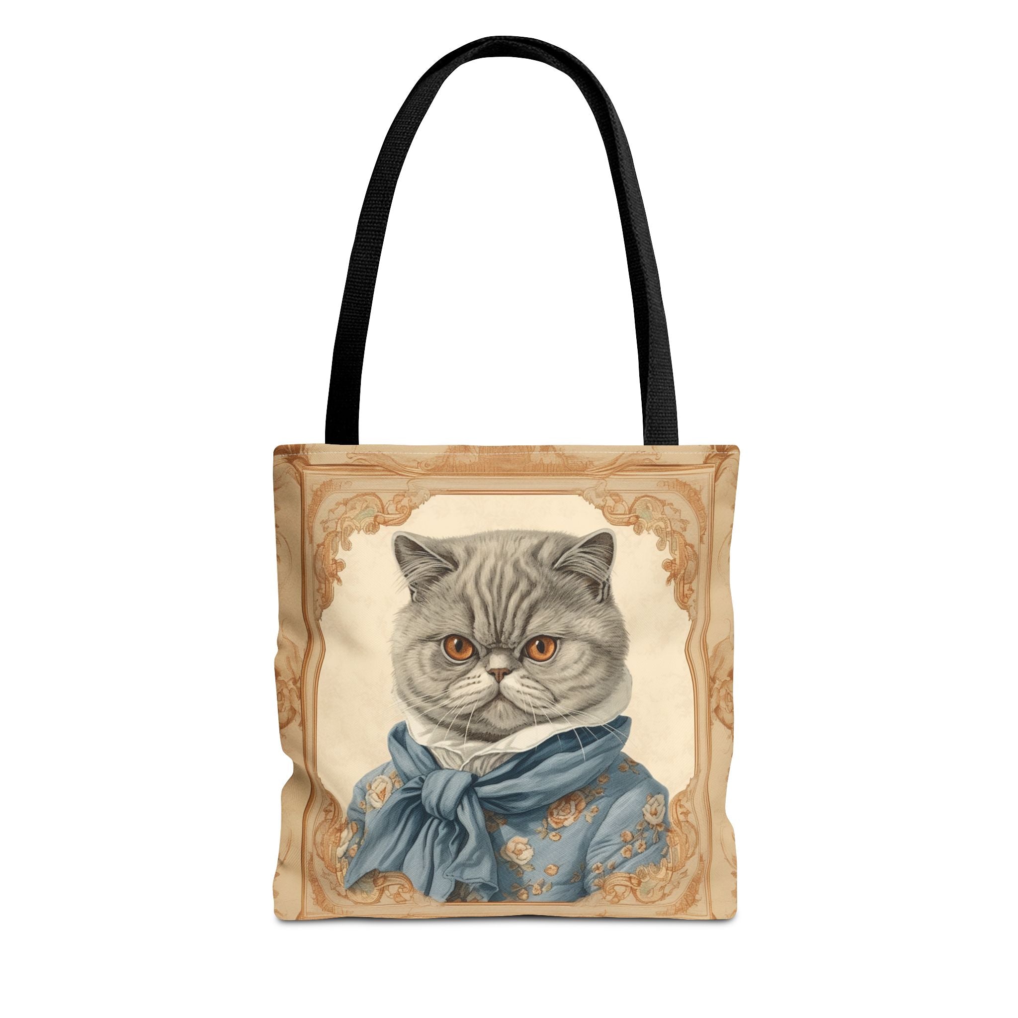 Elegant Exotic Shorthair Cat Tote Bag with Vintage Floral Design - Darwin & Rose