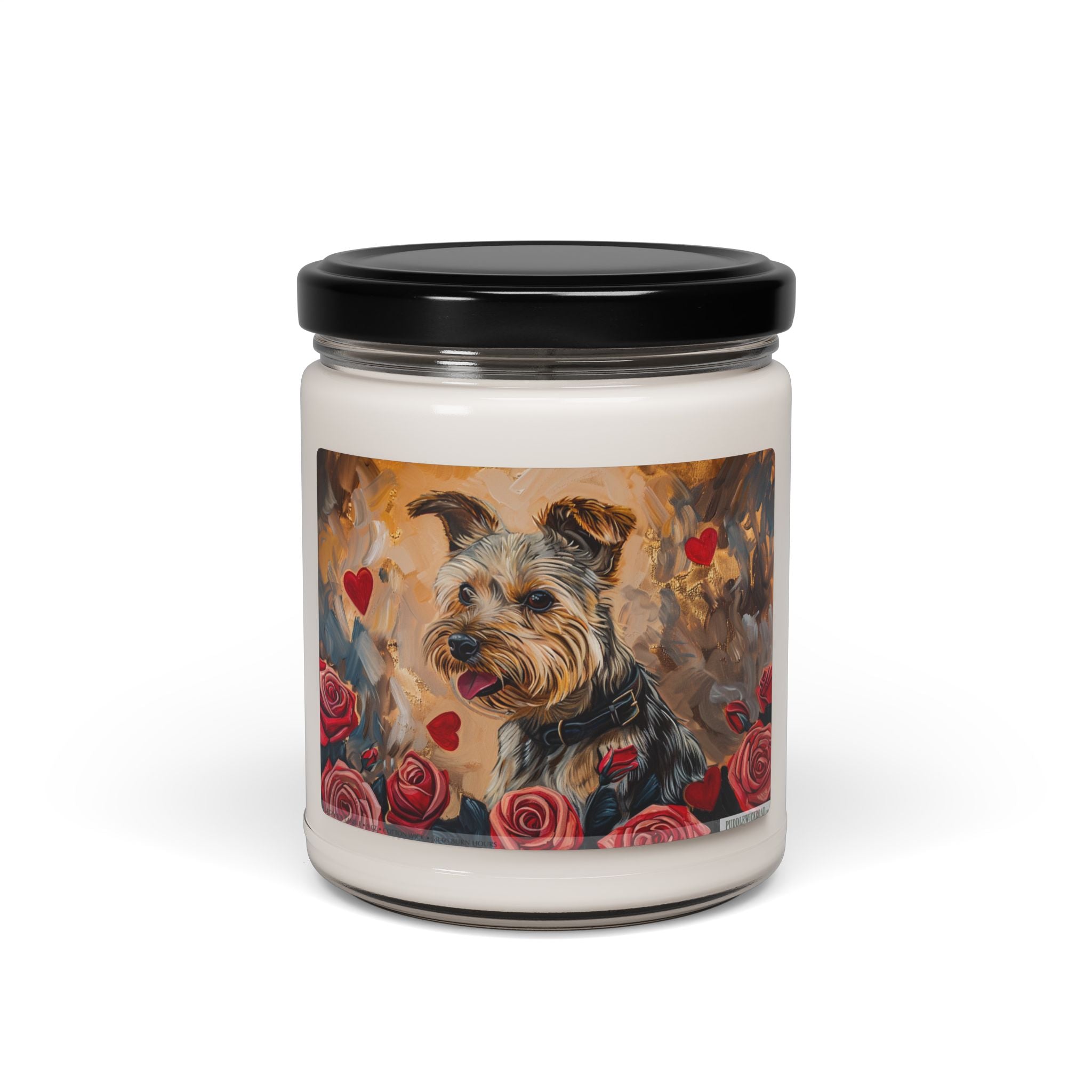 Yorkie Love Candle - Yorkshire Terrier Art Soy Wax Gift - Darwin & Rose