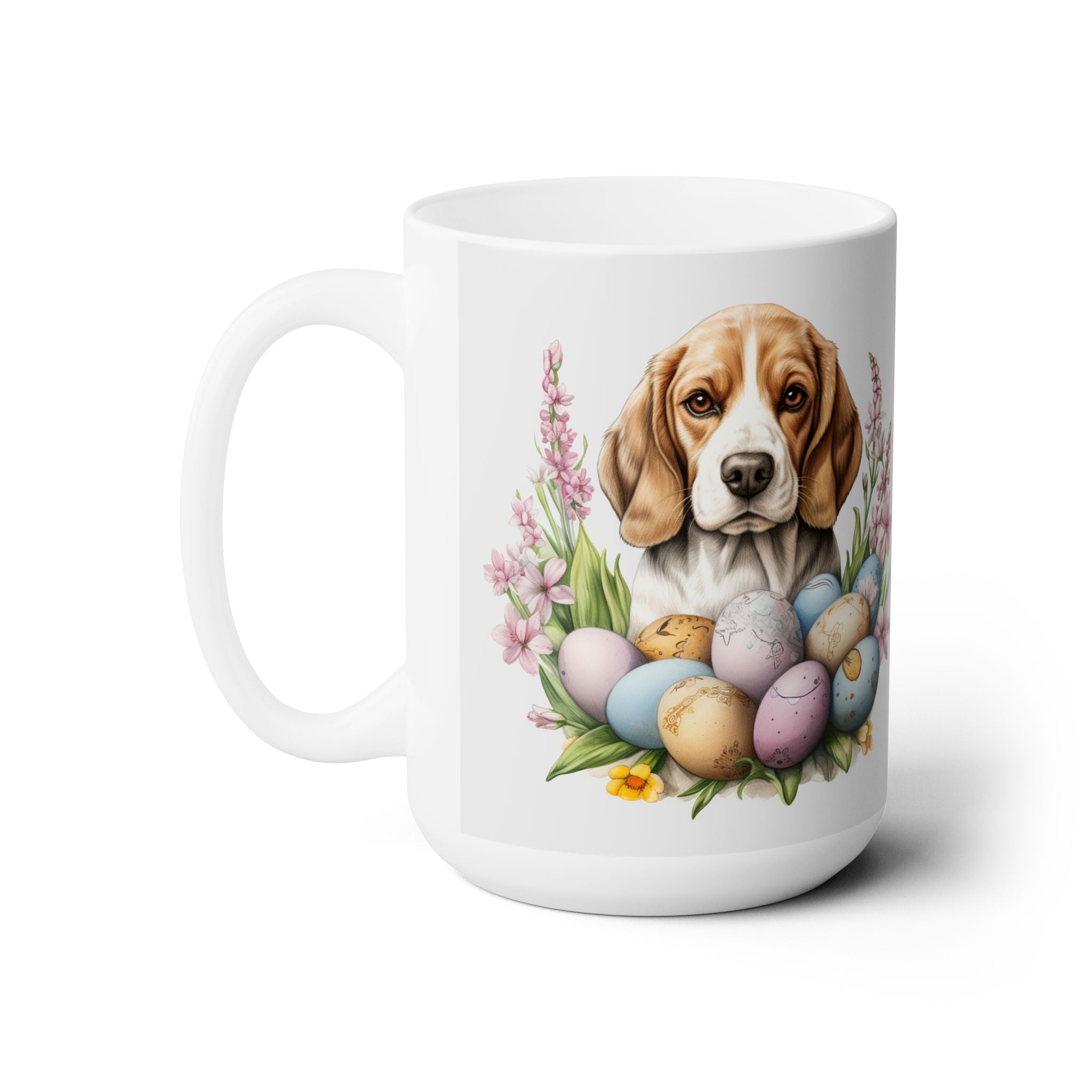 Beagle Easter Mug - Springtime Design with Colorful Eggs - Darwin & Rose