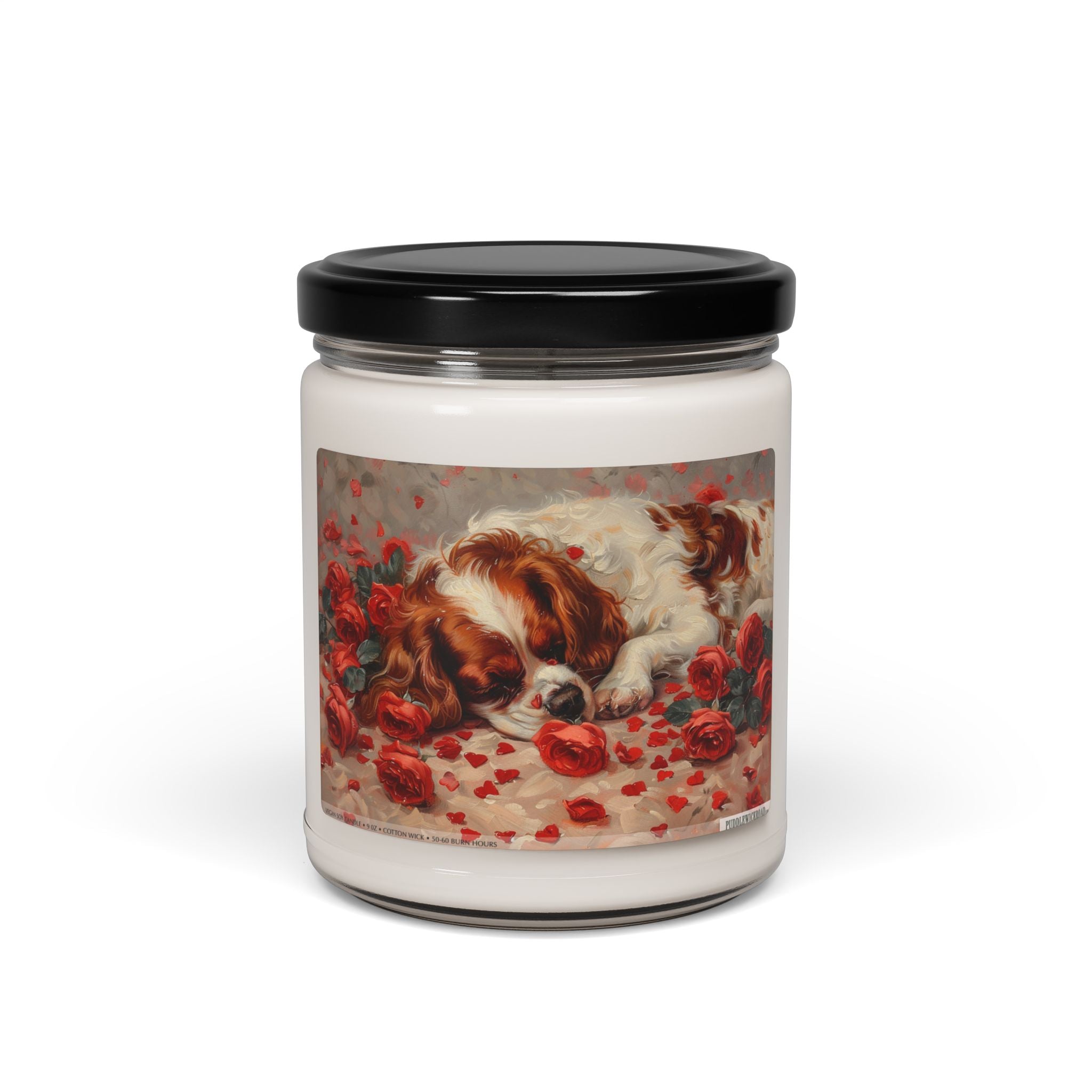 Cavalier King Charles Spaniel Candle with Roses - Pet Memorial Gift - Darwin & Rose
