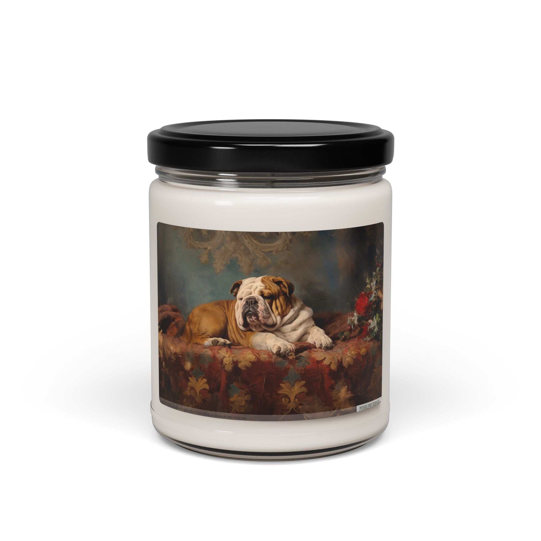 English Bulldog Vintage Art Candle - Soy Wax Dog Lover Gift - Darwin & Rose