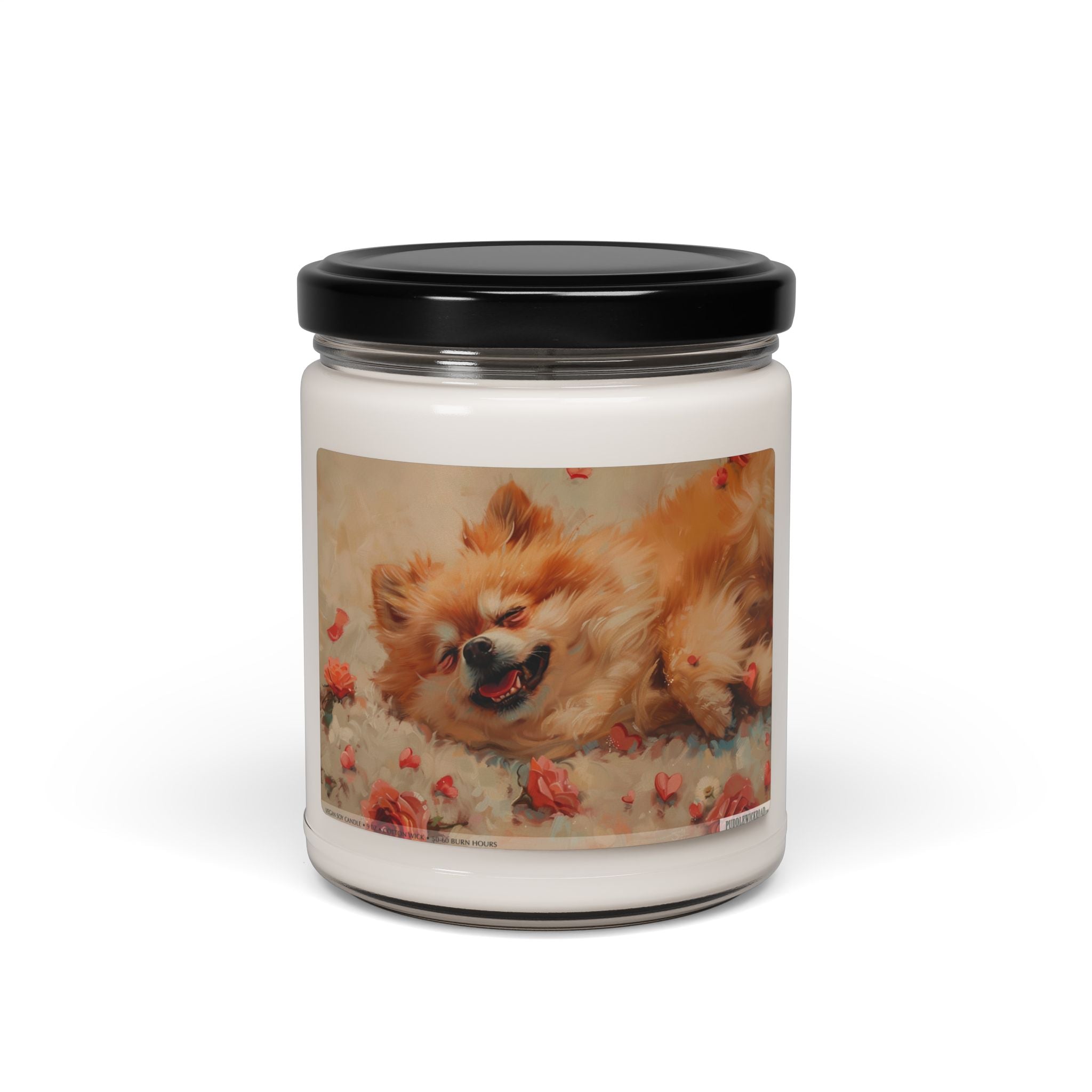 Cozy Pomeranian Candle - Vintage Art Pet Lover Gift - Darwin & Rose