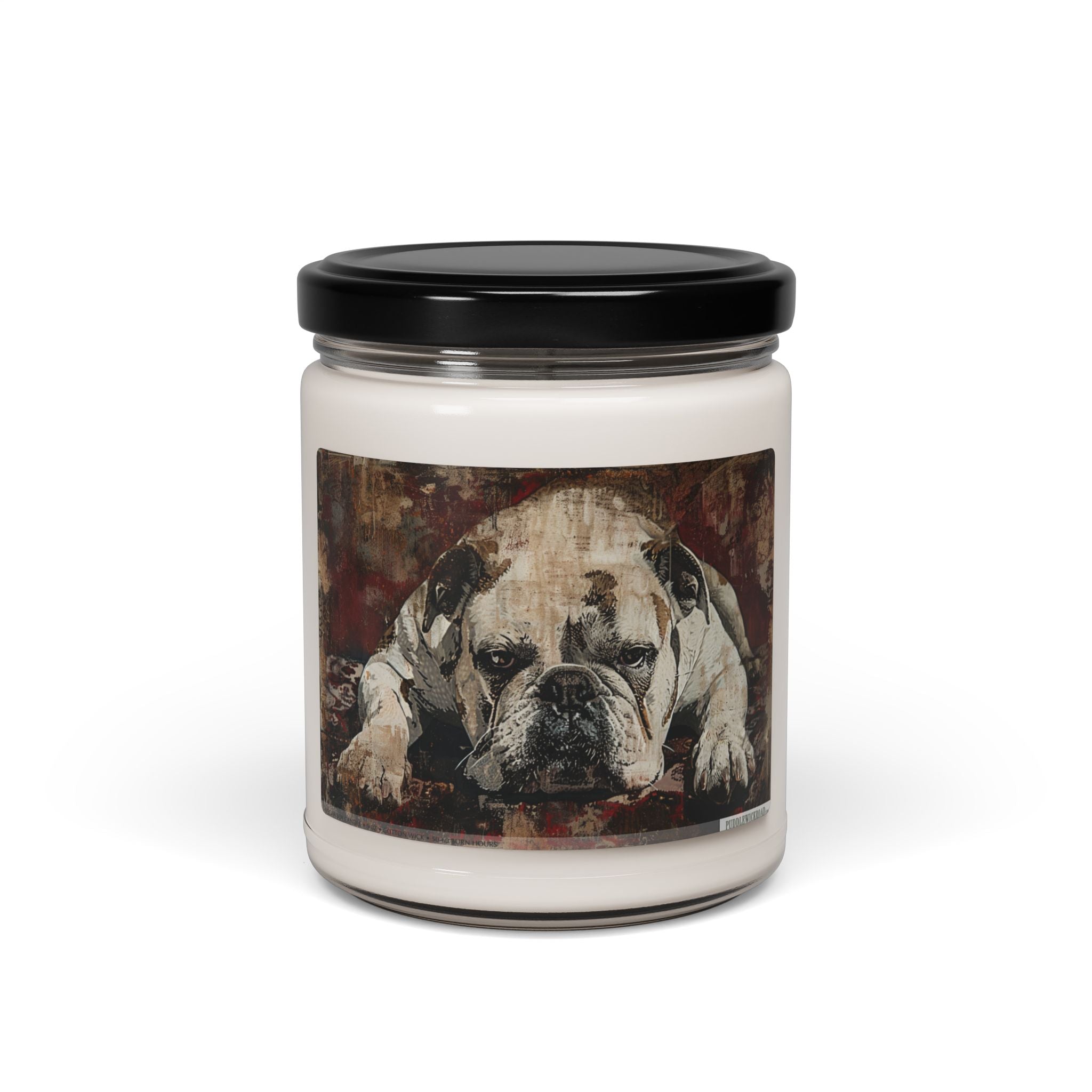 English Bulldog Vintage Soy Candle - Pet Lover Gift with Rustic Art - Darwin & Rose