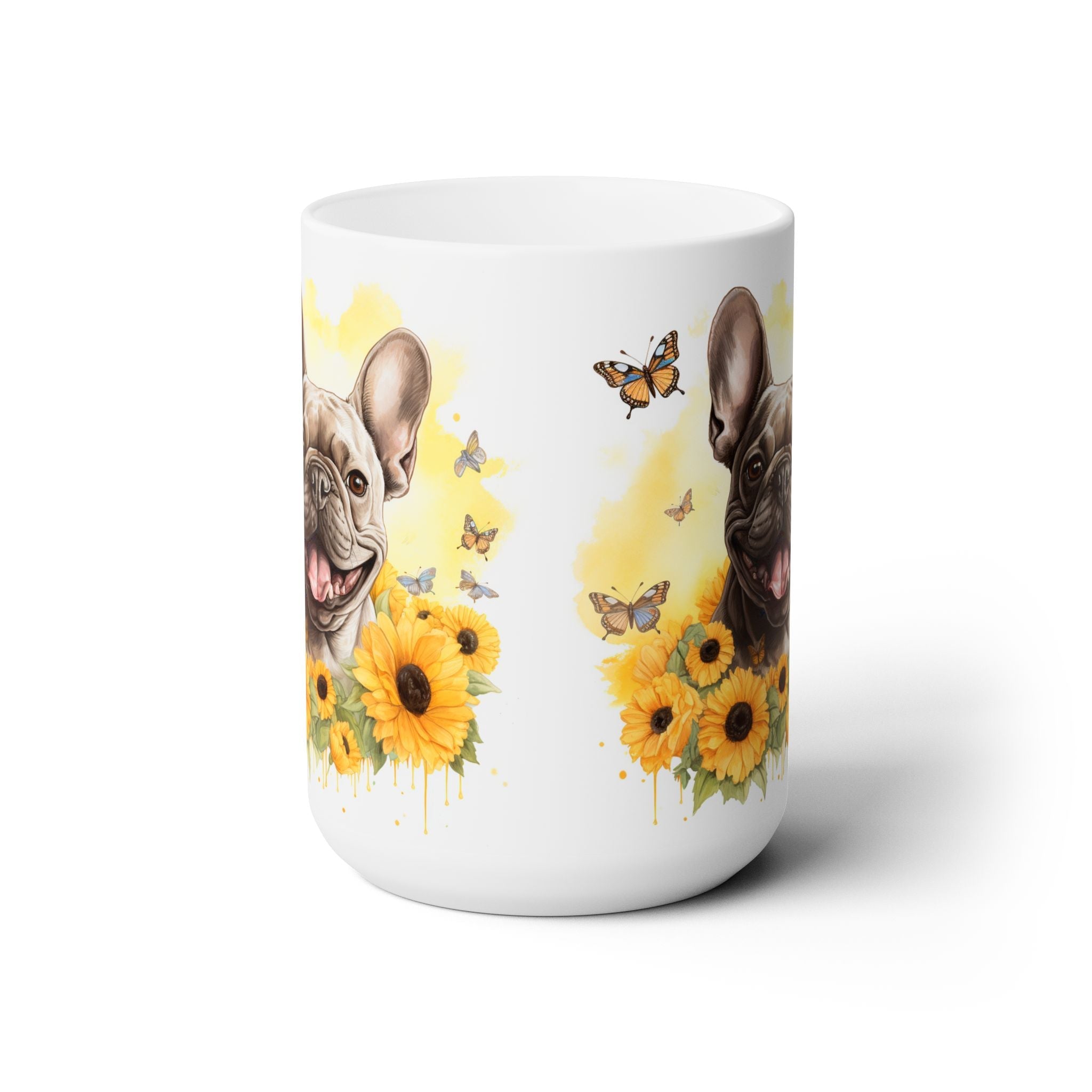Frenchie Bliss Mug with Sunflowers and Butterflies - Darwin & Rose