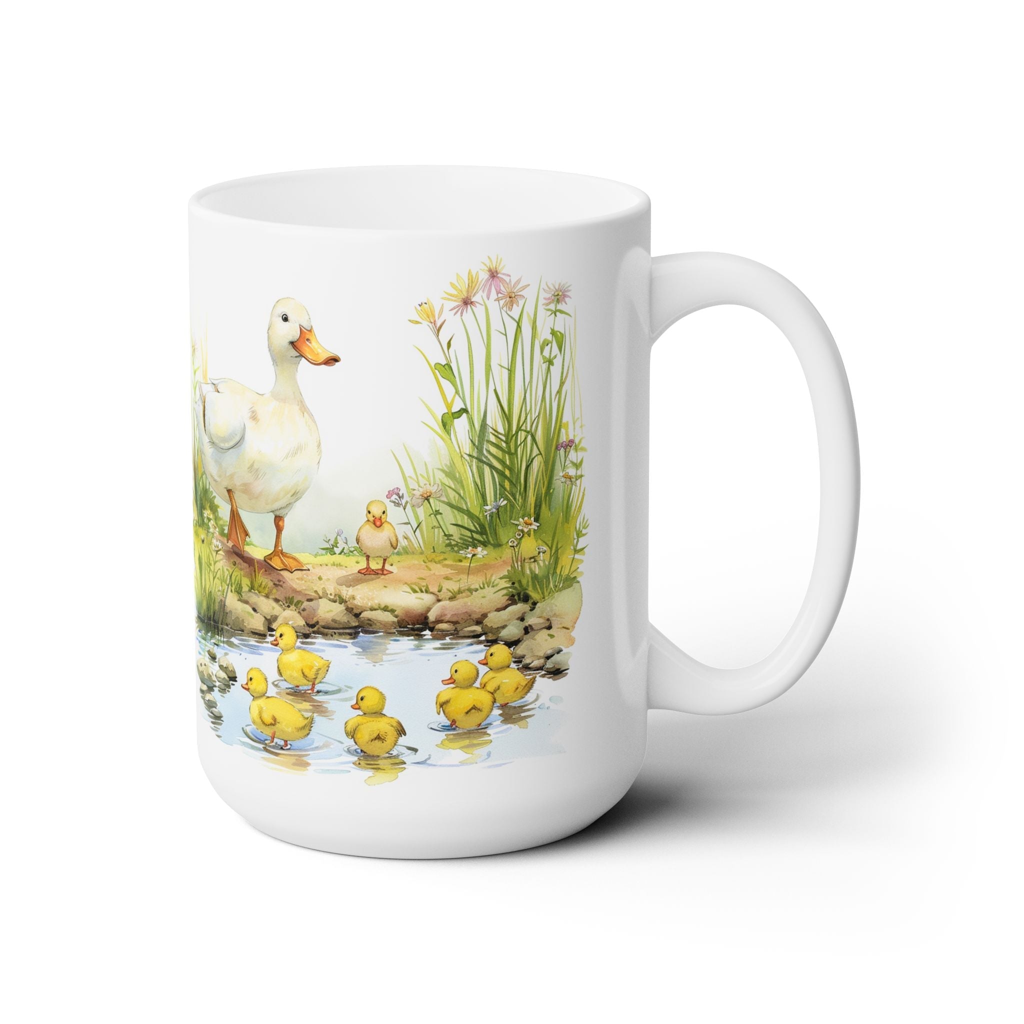 Mother Duck and Ducklings Ceramic Coffee Mug | Charming Pond Scene Gift for Moms - Darwin & Rose