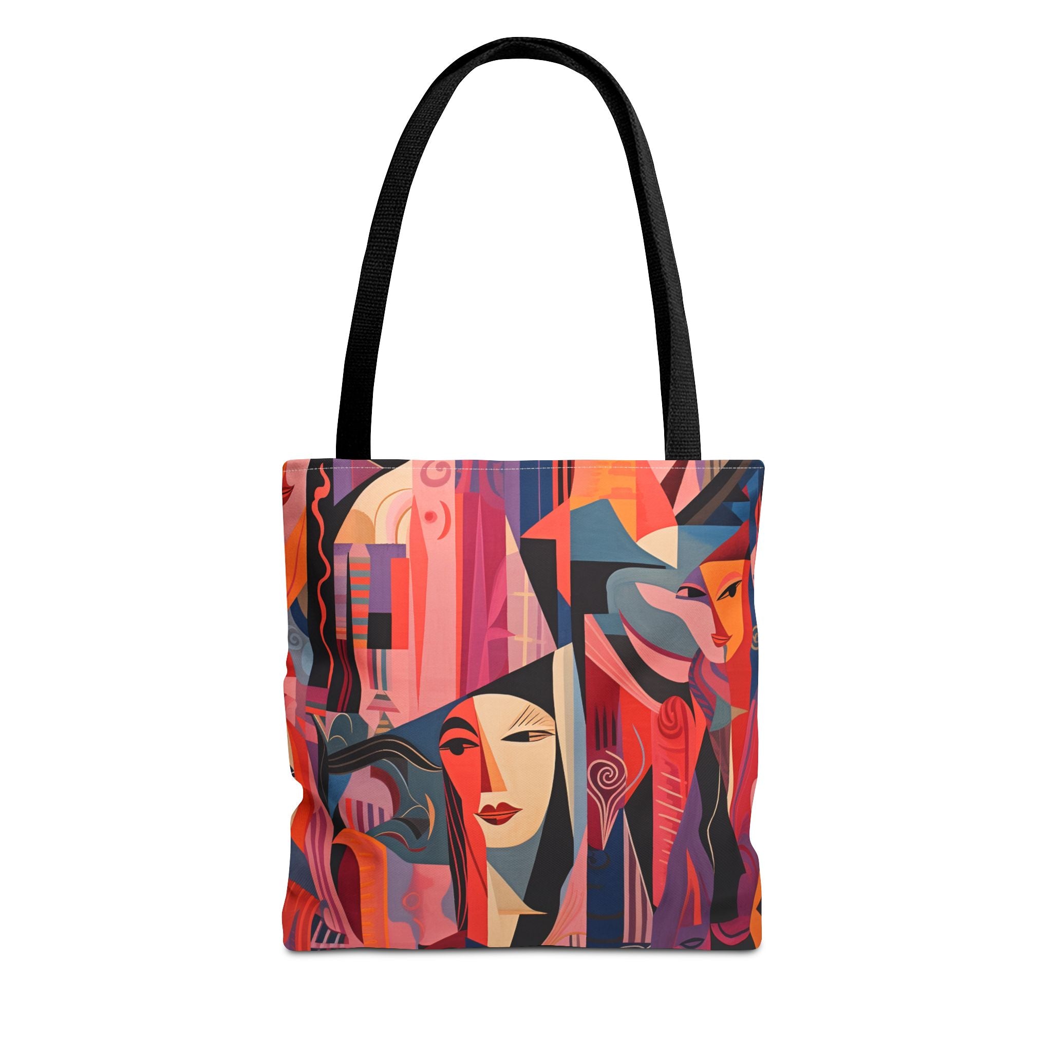 Abstract Faces Cubist Canvas Tote Bag, Stylish Modern Art Design - Darwin & Rose
