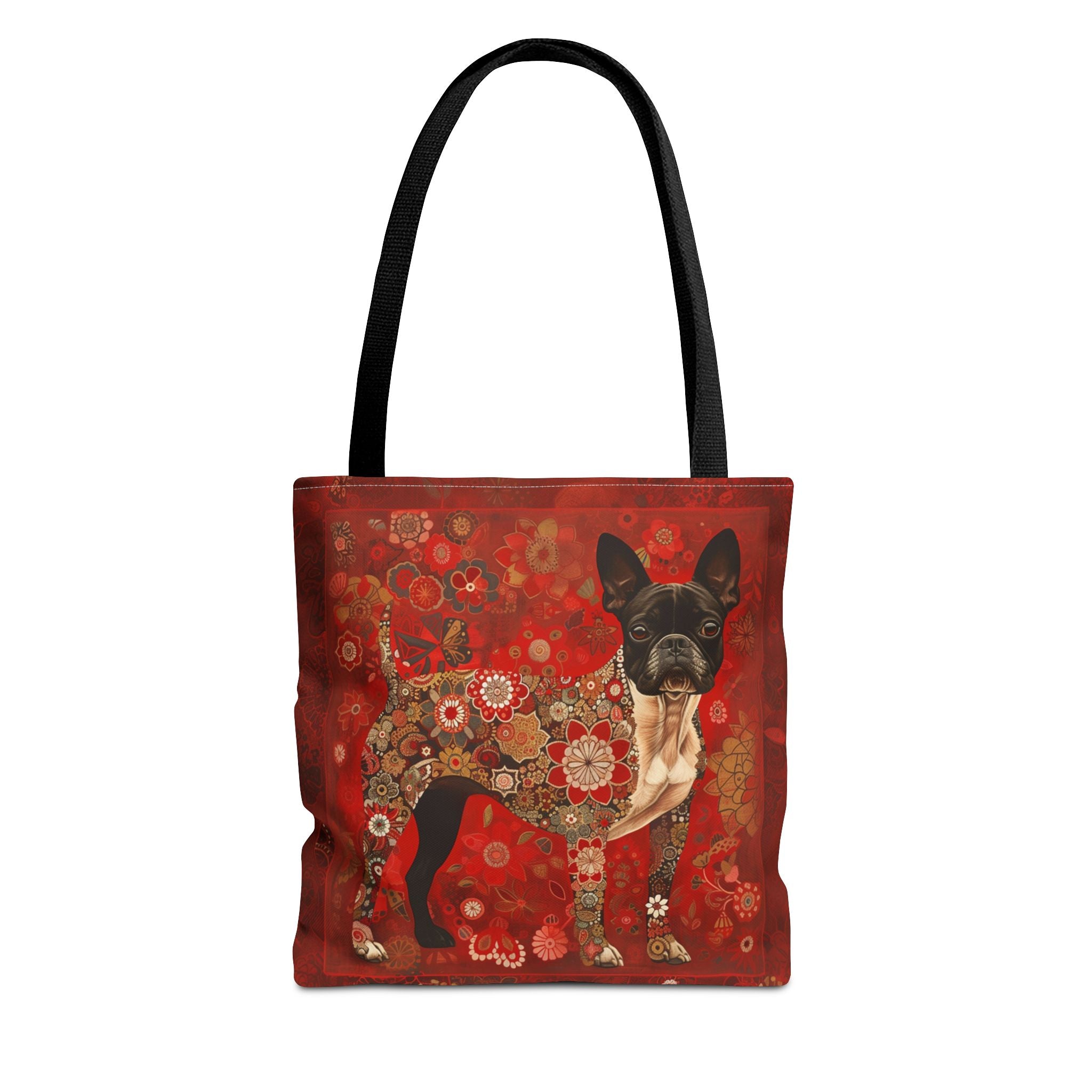 Boston Terrier Floral Tote Bag - Vibrant Red Design for Dog Lovers - Darwin & Rose