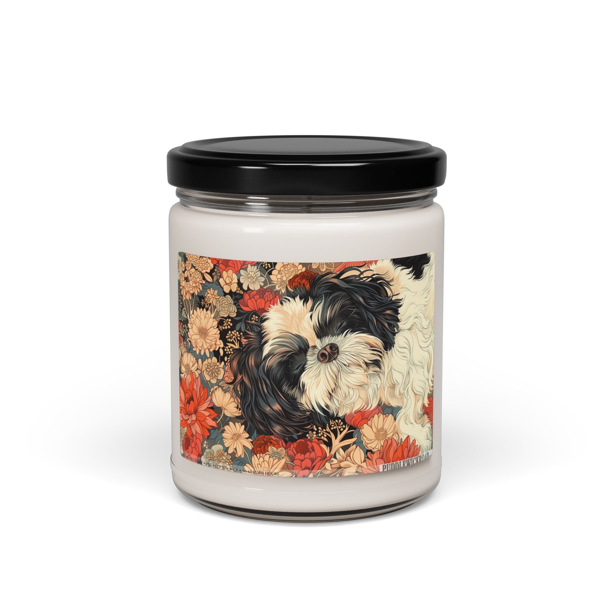 Shih Tzu Floral Vintage Candle, Pet Lover Gift, Soy Candle - Darwin & Rose