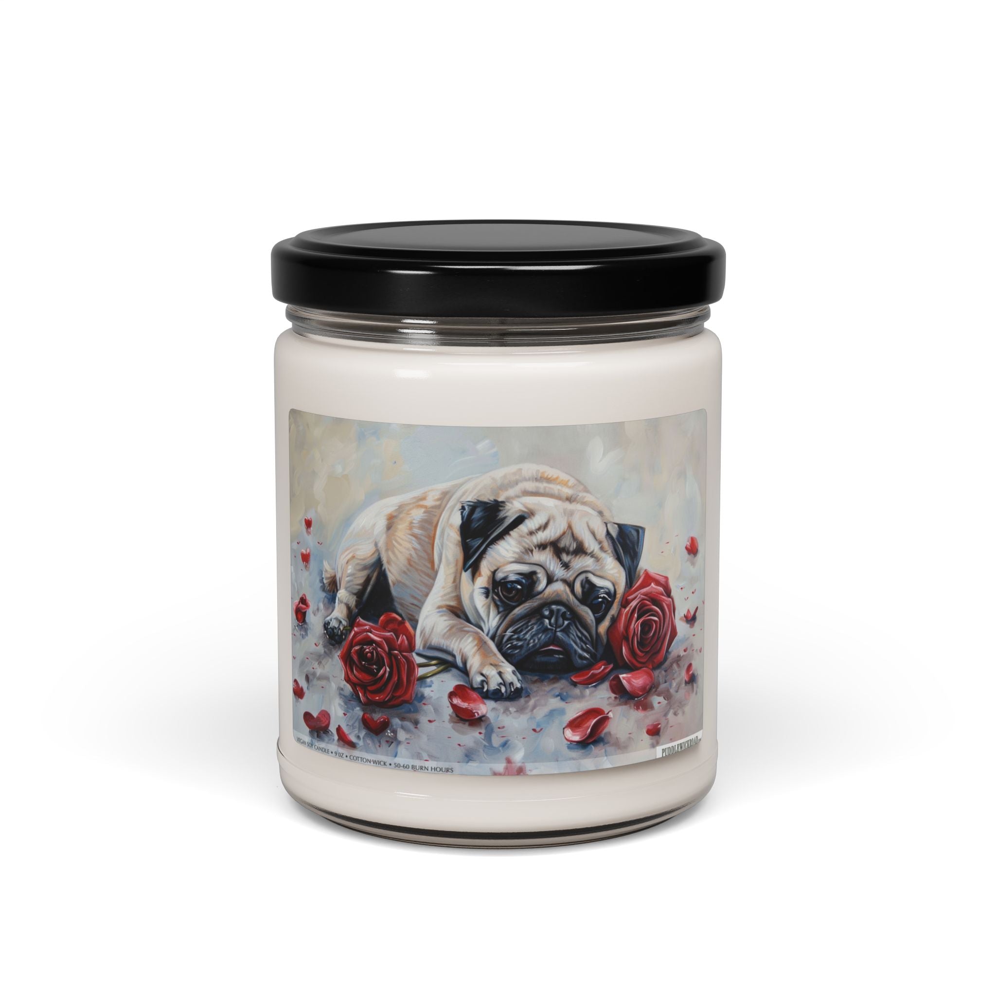 Pug Love Memorial Candle - Scented Soy Gift for Dog Lovers - Darwin & Rose