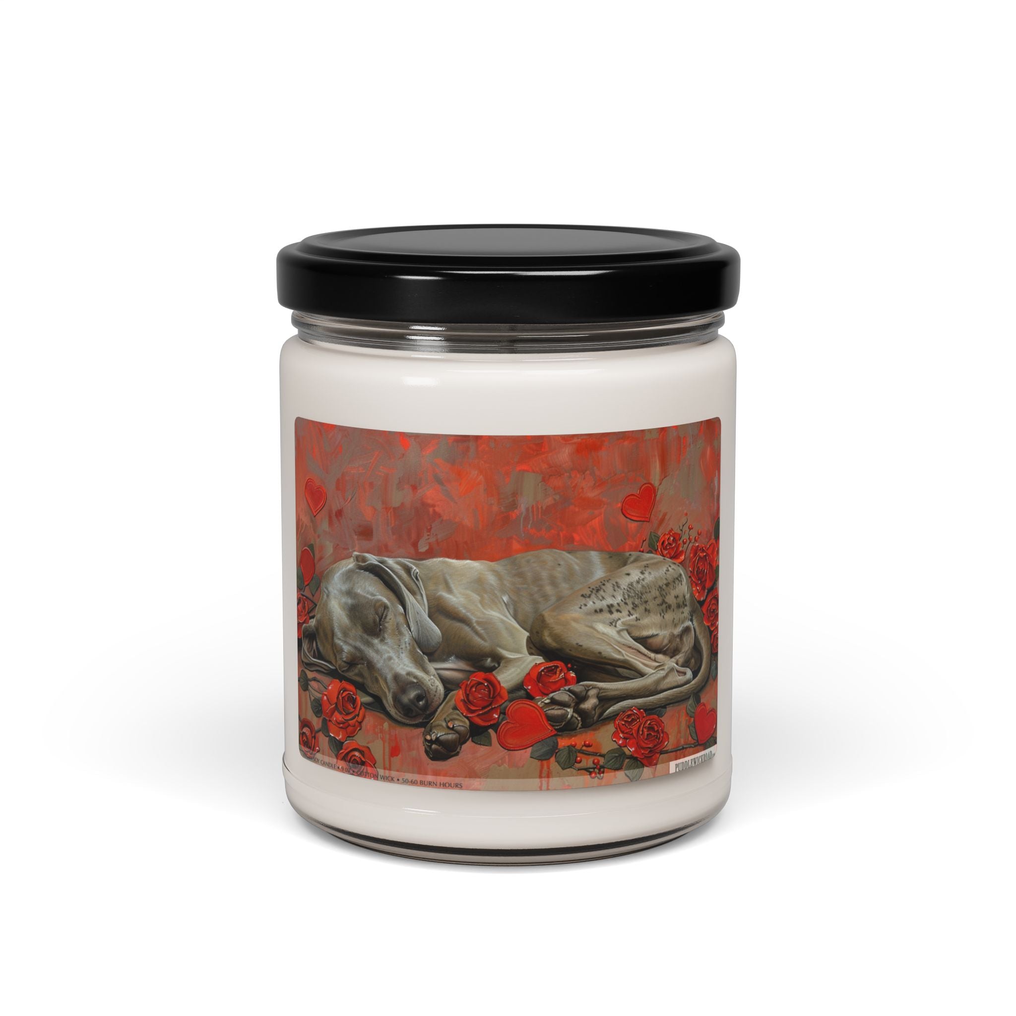 Weimaraner Tribute Candle - Heartfelt Memorial & Gift with Roses - Darwin & Rose