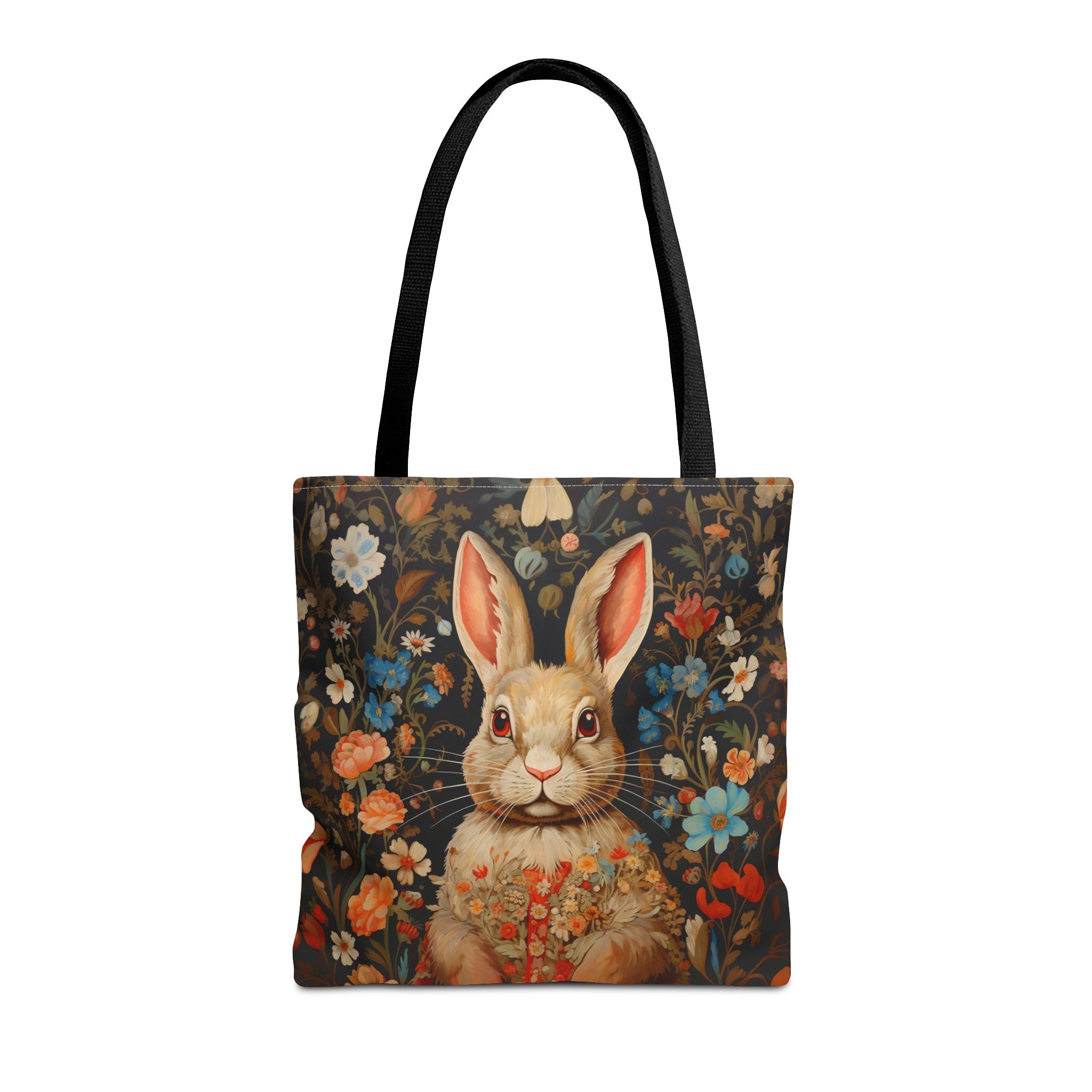 Floral Bunny Tote Bag with Whimsical Rustic Charm, Eco-Friendly Design - Darwin & Rose