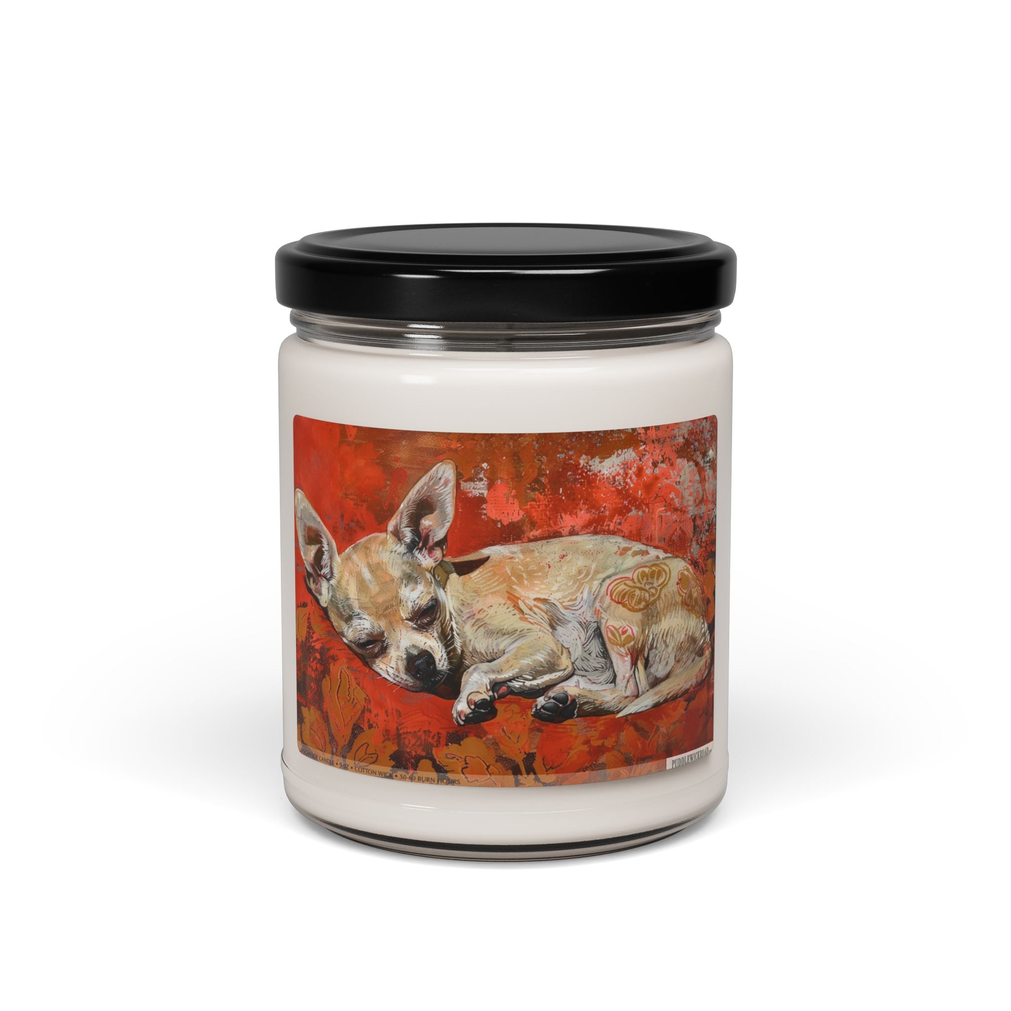 Sleeping Chihuahua Soy Candle - Vintage Dog Art Gift for Pet Lovers - Darwin & Rose