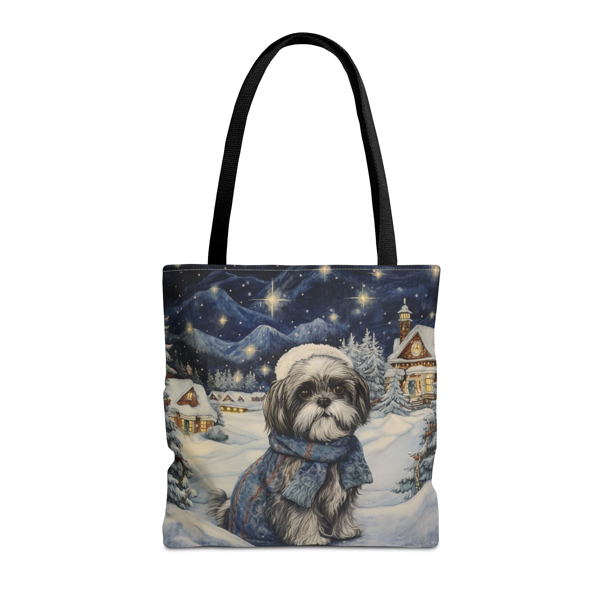 Winter Shih Tzu Tote Bag, Cozy Holiday Canvas for Dog Lovers - Darwin & Rose