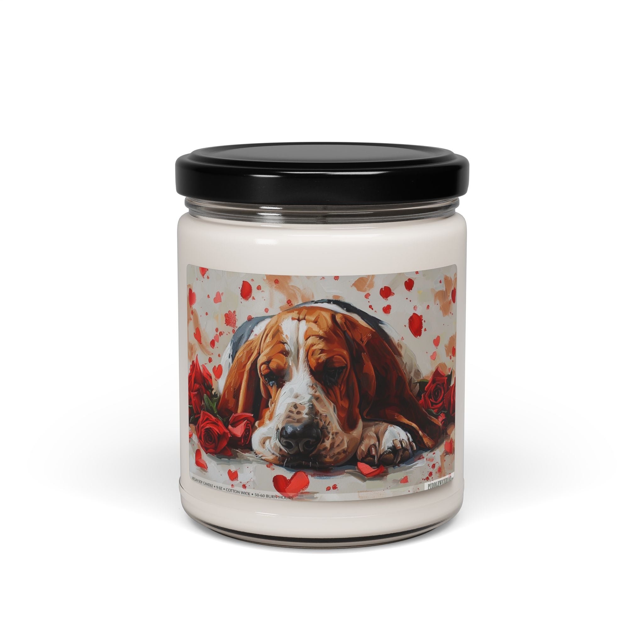 Basset Hound Rose Heart Candle - Loving Pet Memorial Gift - Darwin & Rose