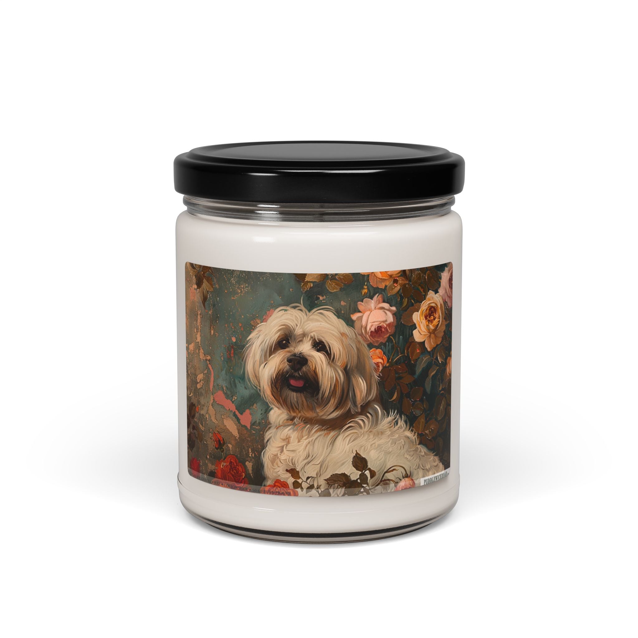 Havanese Floral Art Soy Candle - Dog Lover Gift - Darwin & Rose