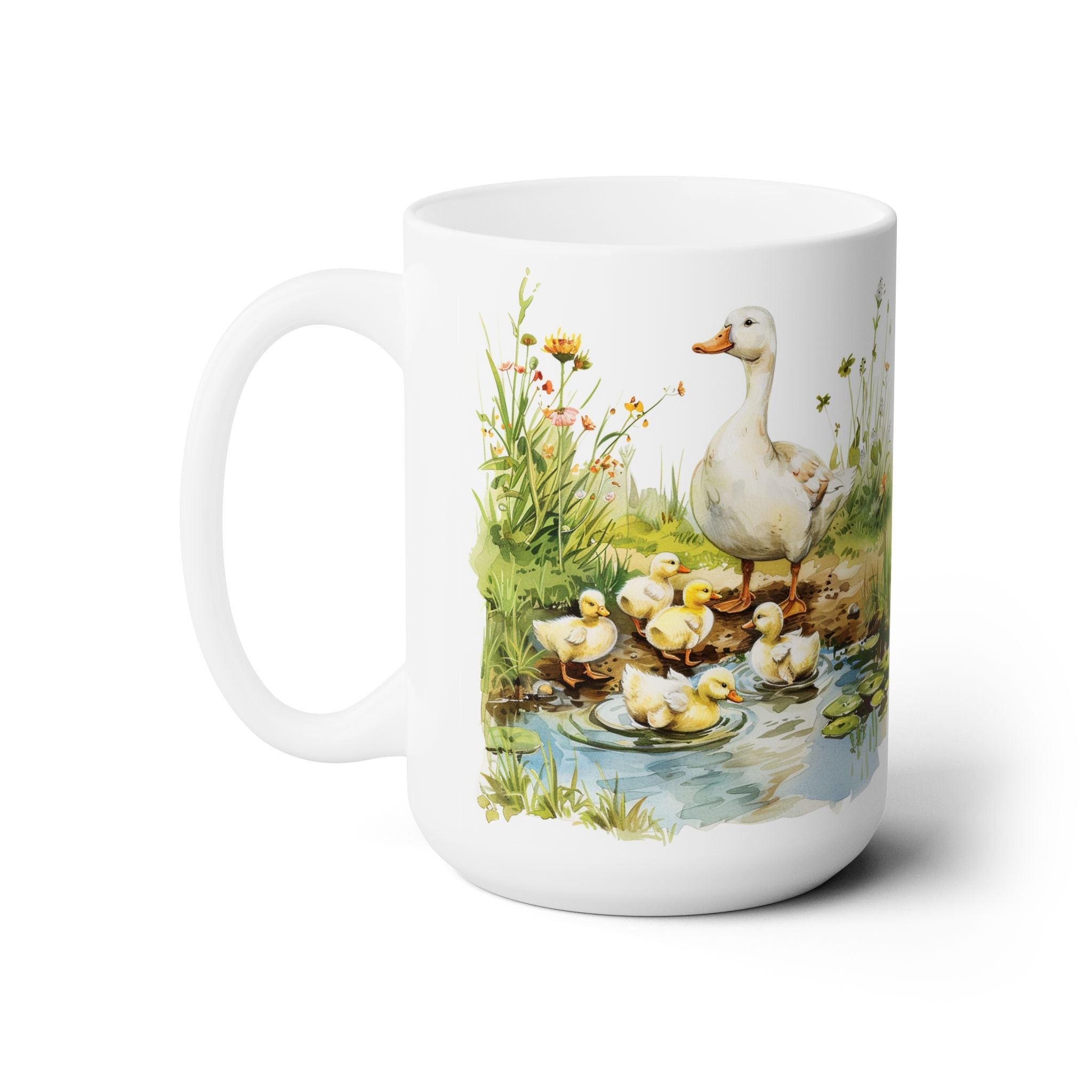 Mother Duck and Ducklings Floral Pond Mug, Nature Lovers Gift Cup - Darwin & Rose