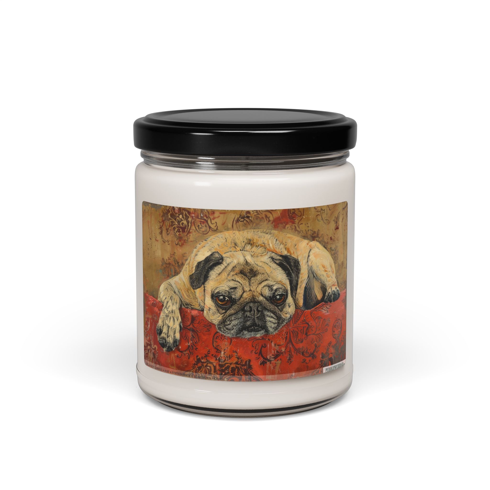 Pug Lover's Vintage Art Soy Candle, Thoughtful Pet Gift - Darwin & Rose