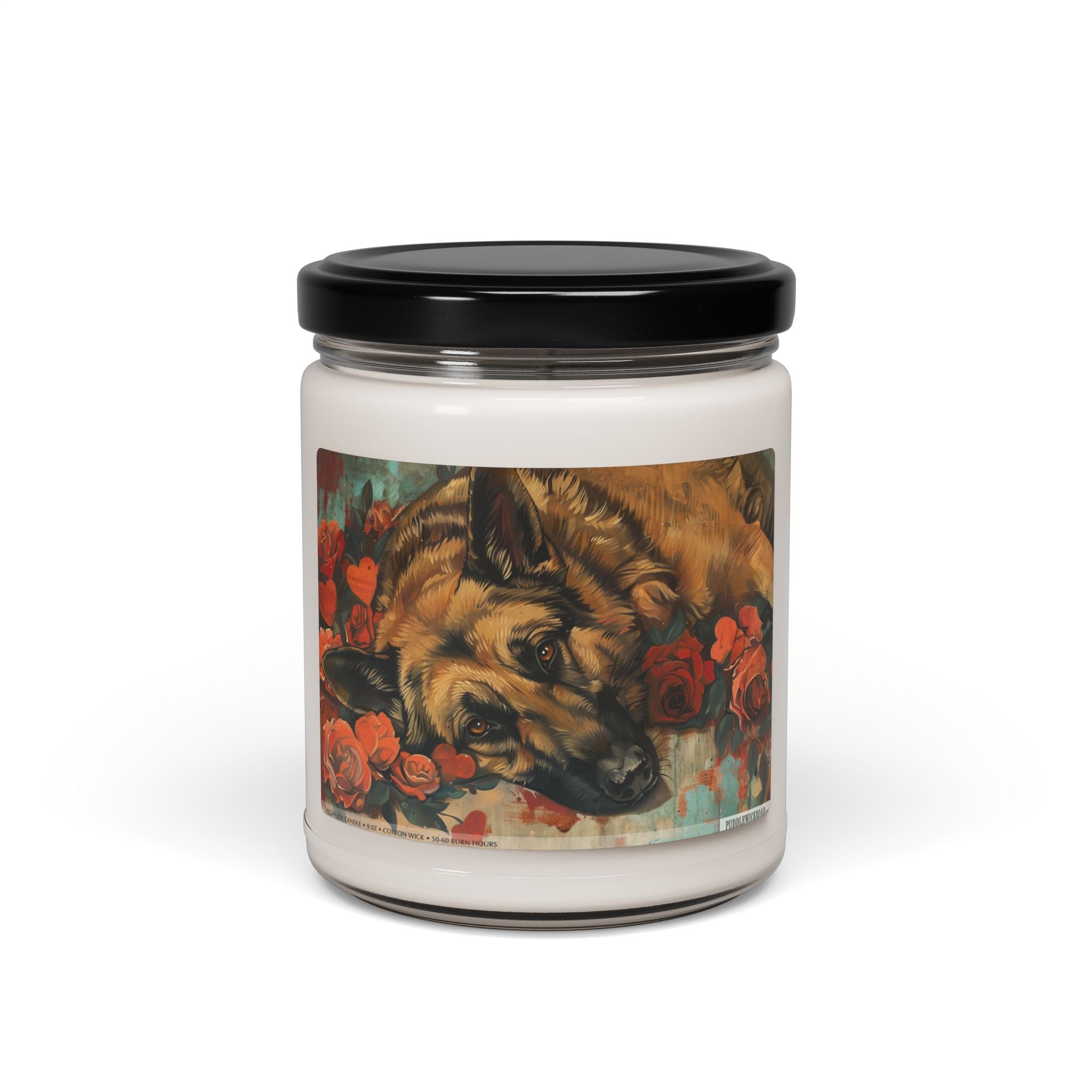 German Shepherd Vintage Art Candle - Cozy Dog Lover Gift - Darwin & Rose