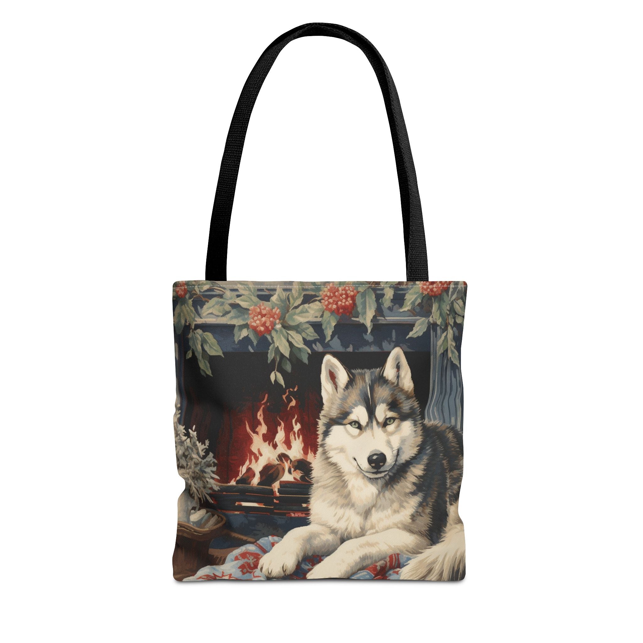 Siberian Husky Holiday Fireside Tote, Cozy Winter Canvas Bag - Darwin & Rose