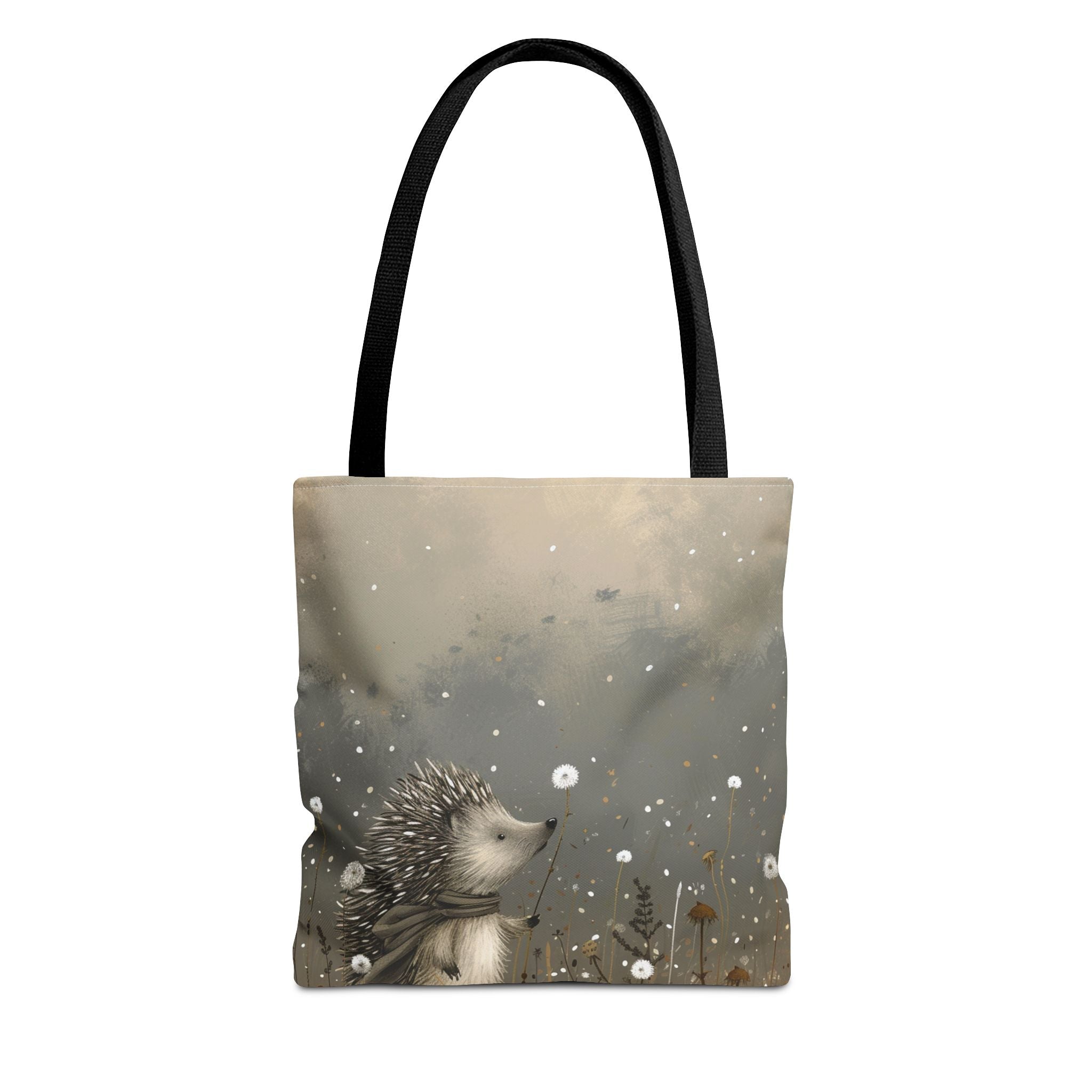 Whimsical Hedgehog Tote Bag with Dandelion Dreams - Eco-Friendly and Artistic - Darwin & Rose