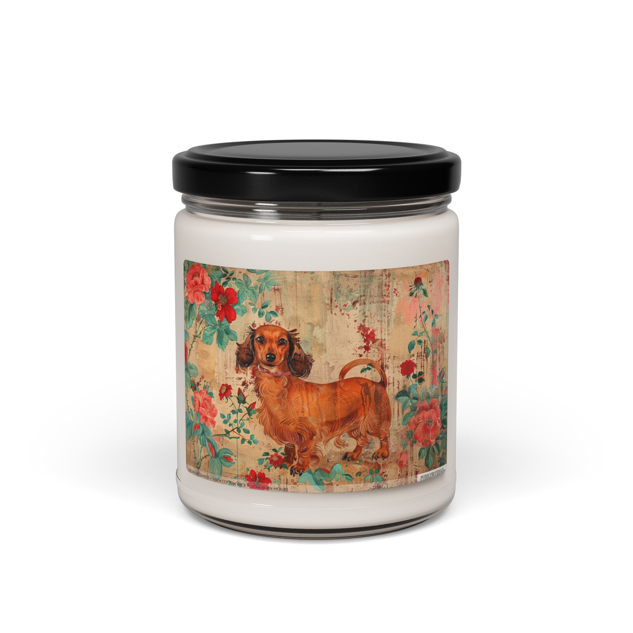 Darling Dachshund Soy Candle - Floral Vintage Gift for Pet Lovers - Darwin & Rose