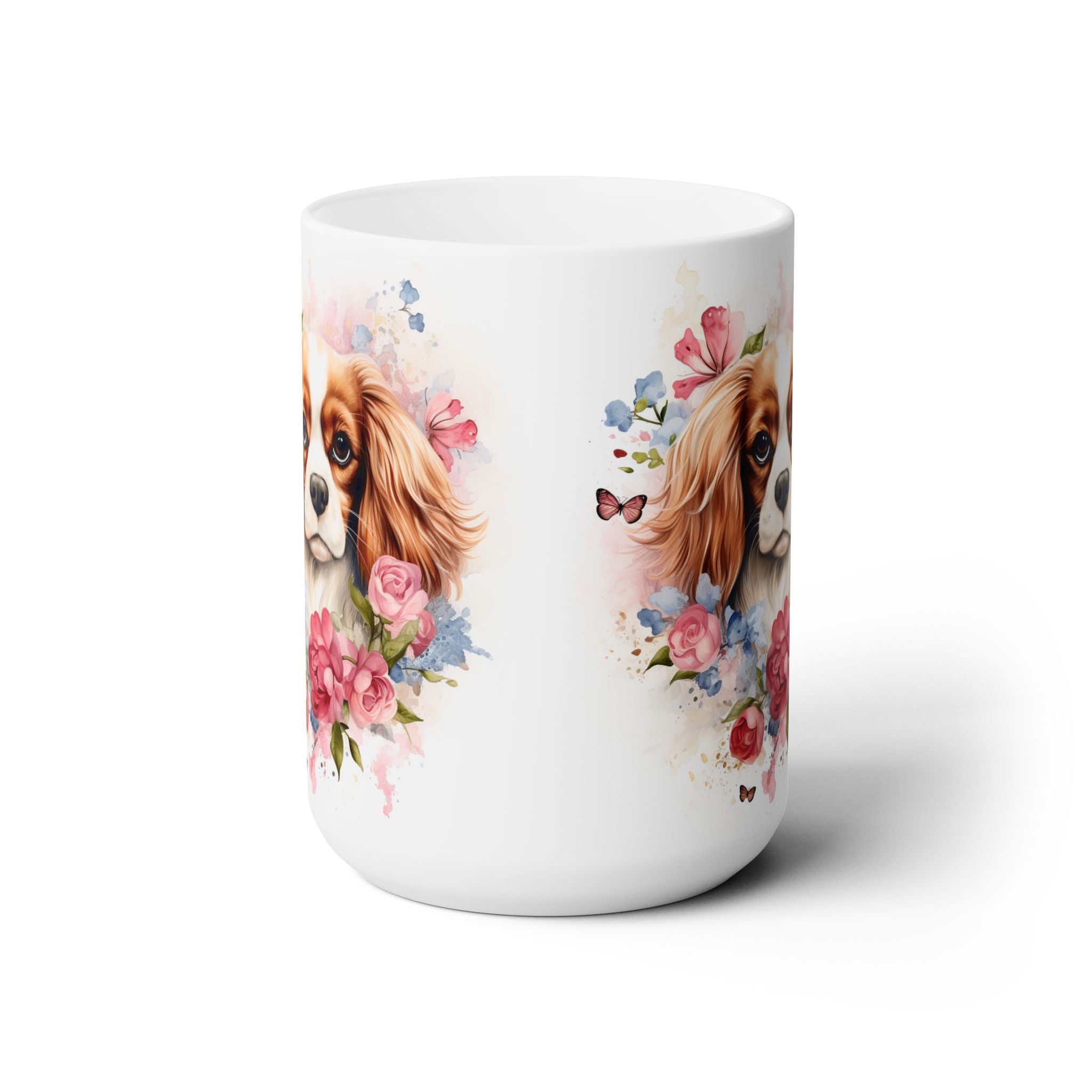 Cavalier King Charles Spaniel Floral Art Mug - Perfect Dog Lover Gift - Darwin & Rose