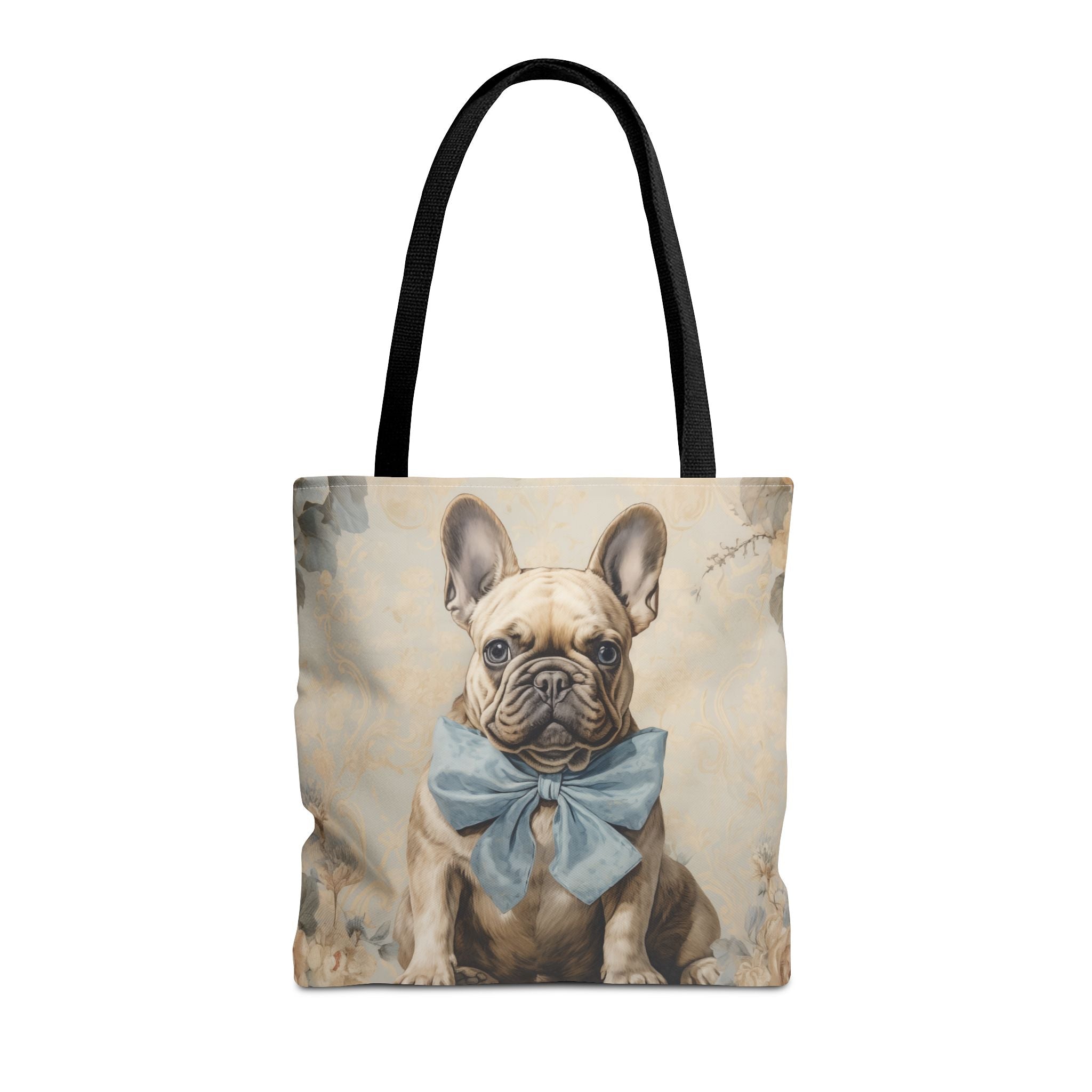 Dapper French Bulldog Canvas Tote Bag with Blue Bow, Dog Lover Gift - Darwin & Rose