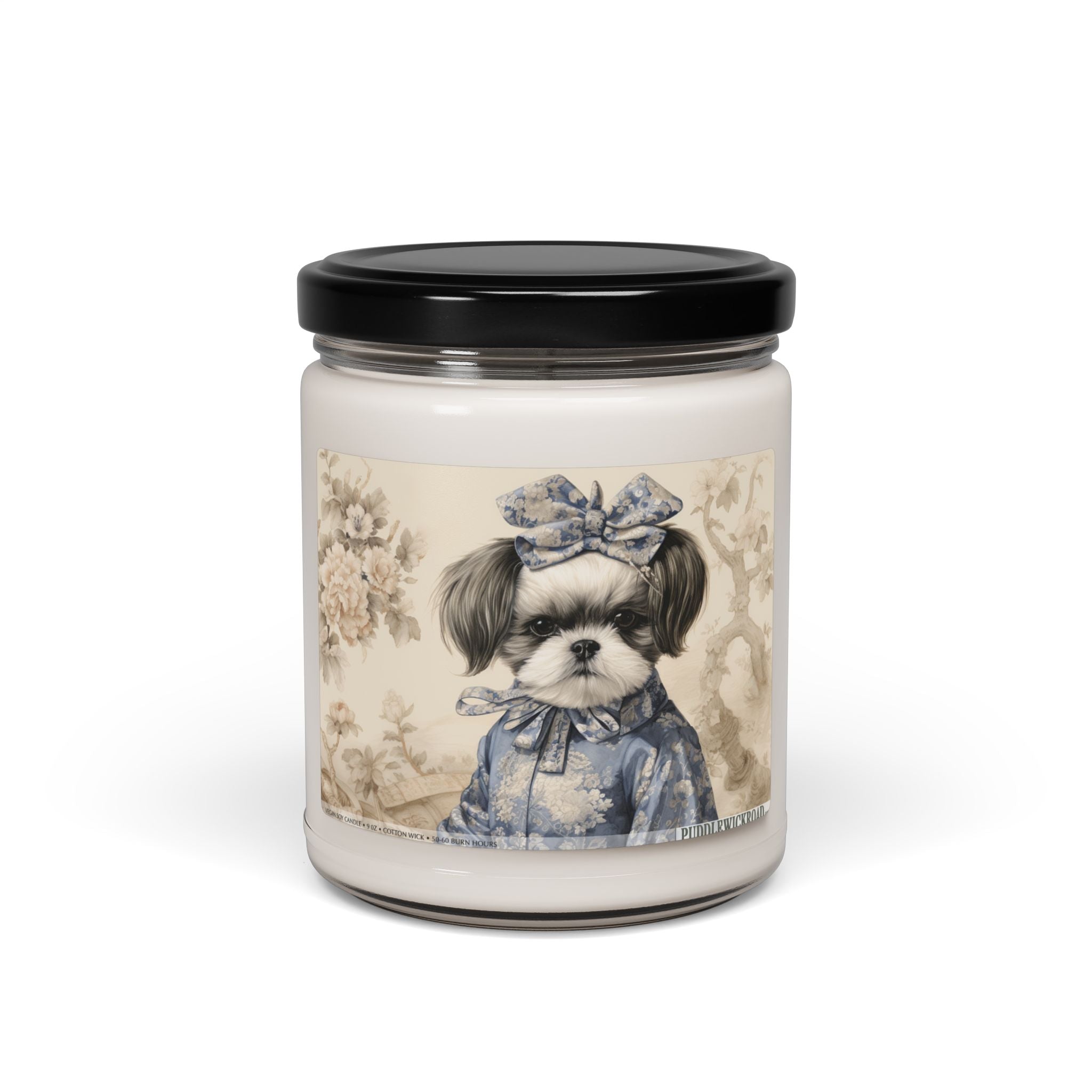 Charming Shih Tzu Soy Candle - Vintage Floral Dog Lover Gift - Darwin & Rose