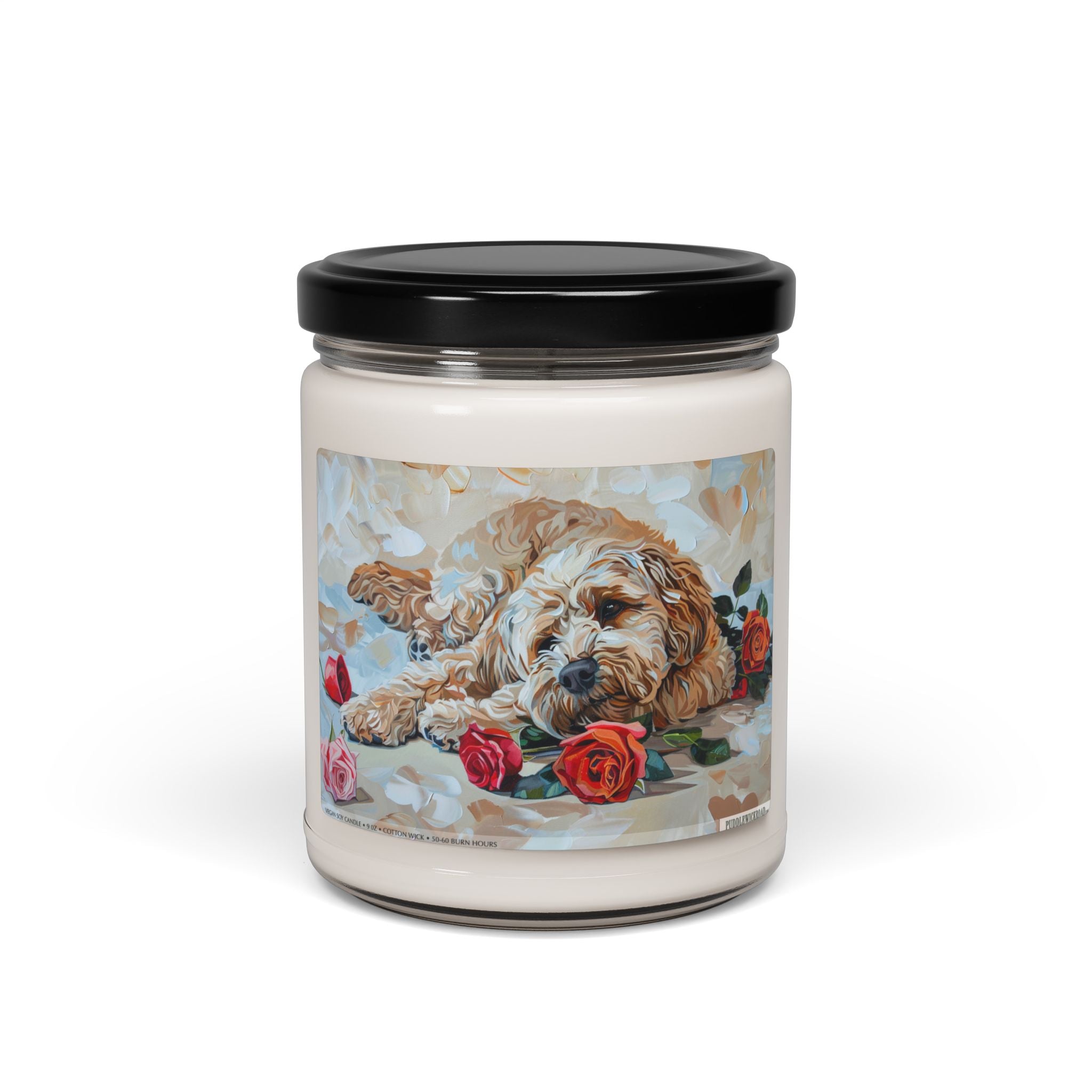 Cockapoo Puppy Candle - Soy Wax, Vintage Art Dog Lover Gift - Darwin & Rose