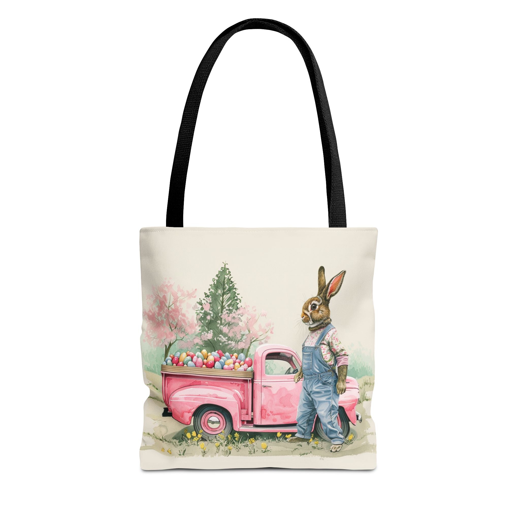 Vintage Easter Bunny Tote Bag, Pink Truck Design, Eco-Friendly Canvas - Darwin & Rose