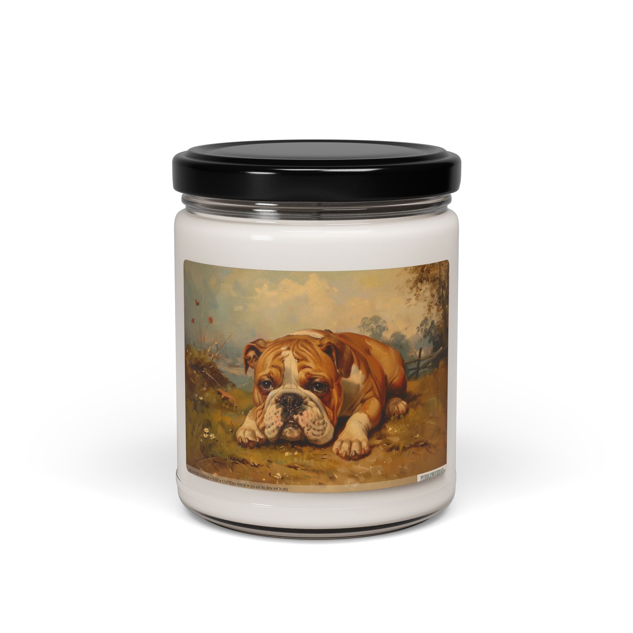 English Bulldog Vintage Art Candle - Pet Lover Gift - Darwin & Rose