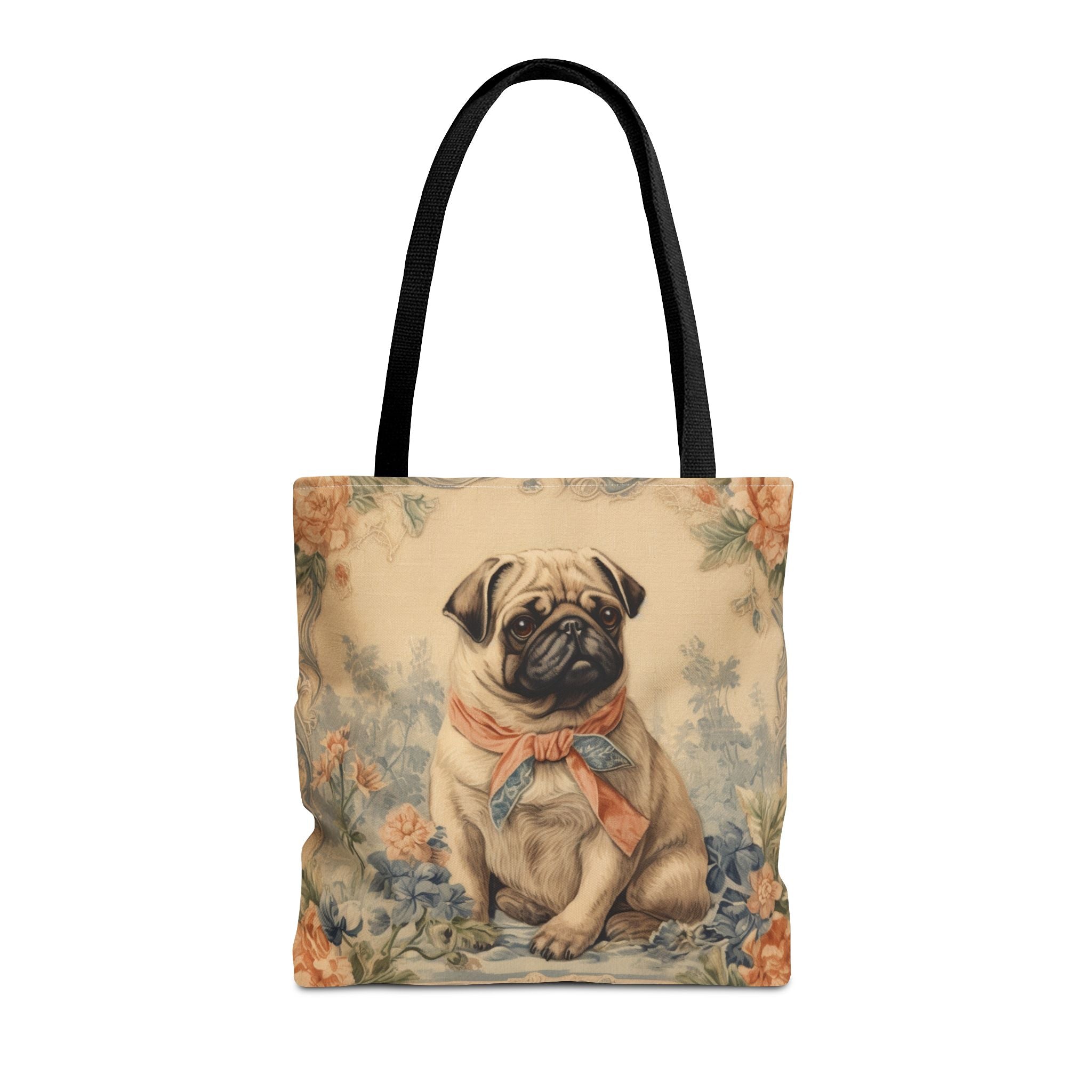Pug Charm Floral Tote Bag - Eco-Friendly Canvas for Dog Lovers - Darwin & Rose